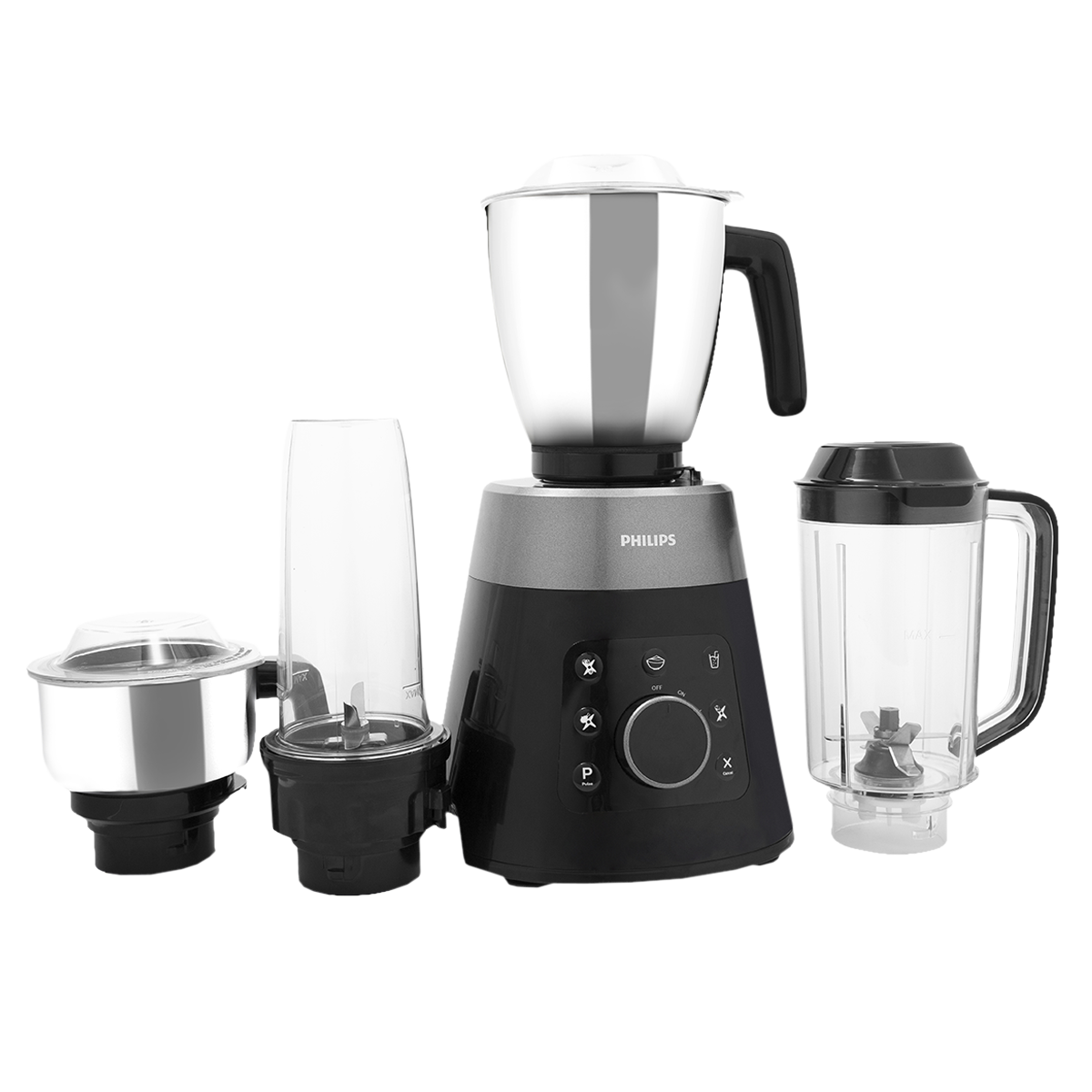 Buy Philips 750 Watts Mixer Grinder with 4 Jars, Smart One-Touch Mode,  Digital Interface, Soft Sound Technology (Black, HL7777/00) Online at Best  Prices in India - JioMart.