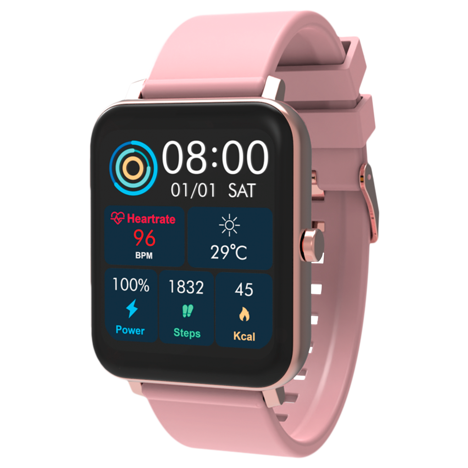 SAULT Redial Smartwatch with Bluetooth Calling (42.9mm TFT Display, IP67 Water Resistant, Pink Strap)_1