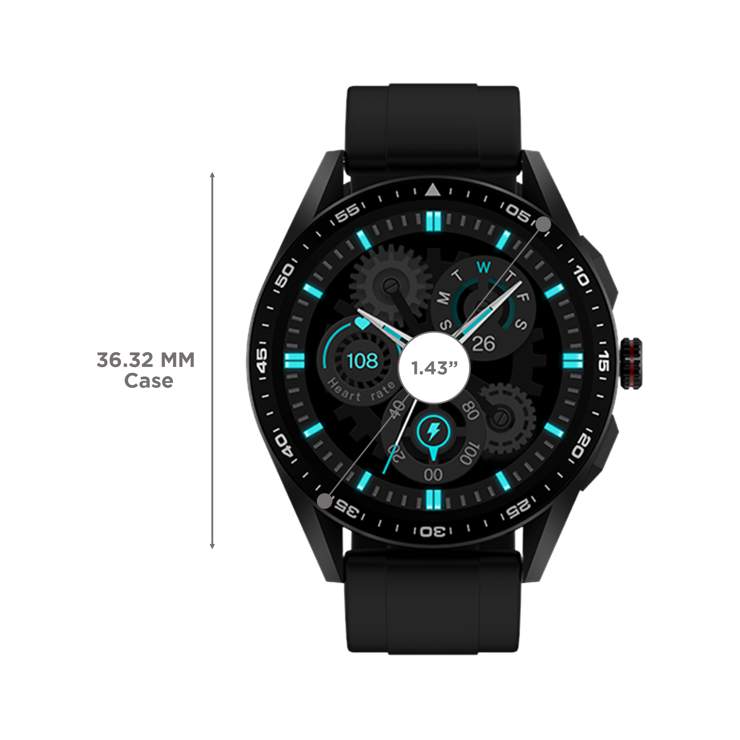 Fire-Boltt Invincible Plus Smartwatch with Bluetooth Calling (36.32mm AMOLED Display, IP67 Water Resistant, Black Strap)_3