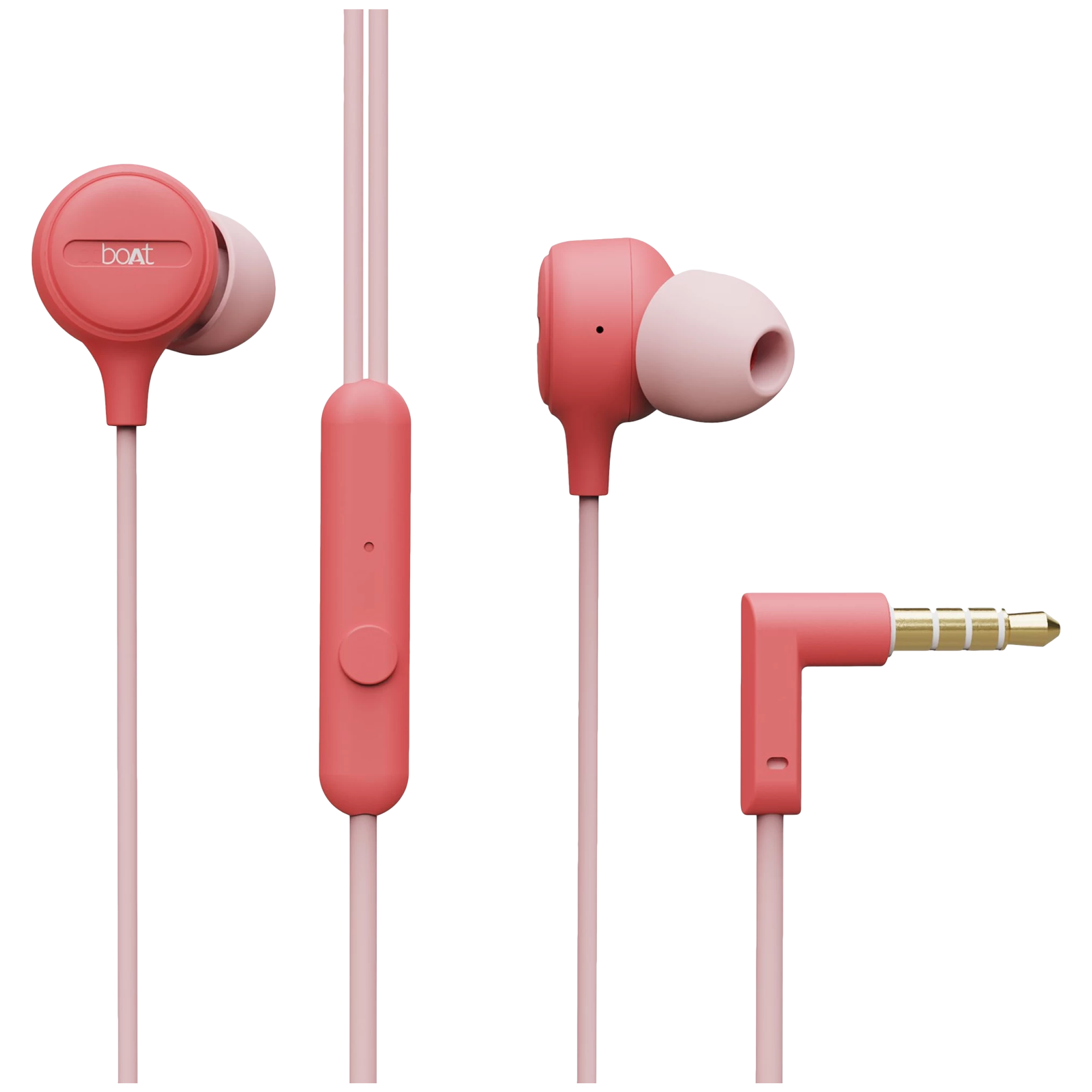 boAt Bassheads 103 Wired Earphone with Mic (In Ear, Mint Pink)