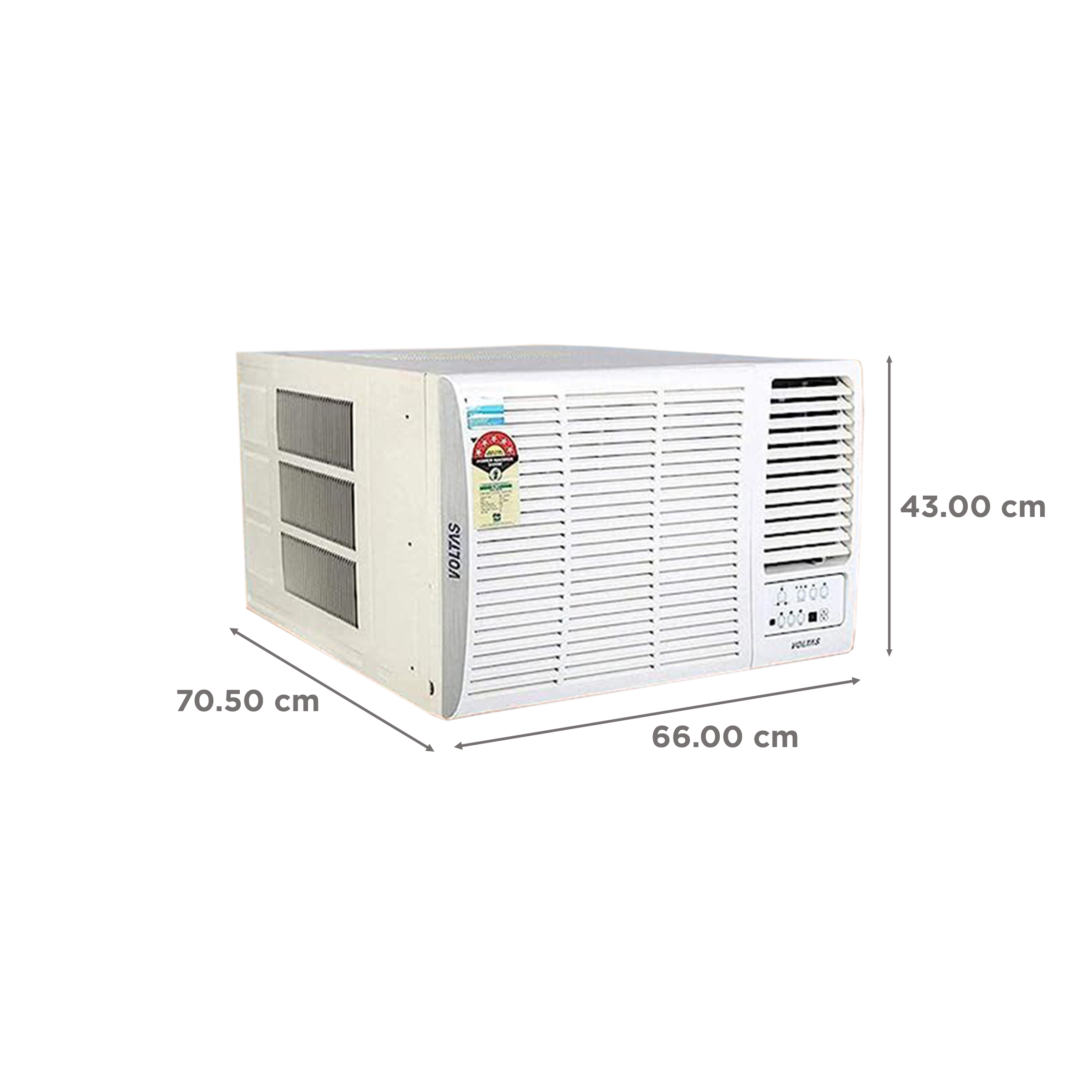 voltas 1.5 ton window ac size in cm