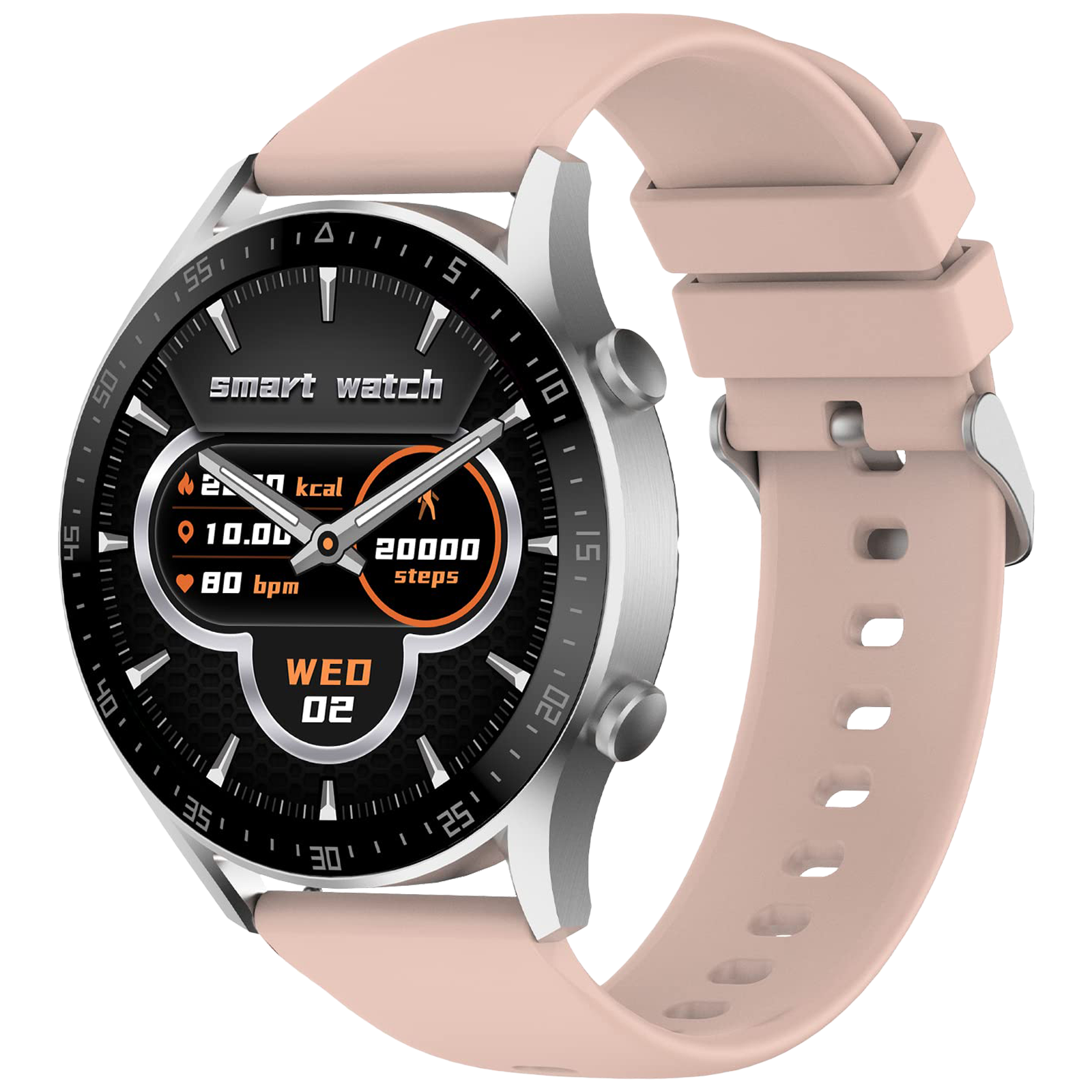 

FIRE-BOLTT Talk 2 Smartwatch with Bluetooth Calling (32mm LCD Display, IP68 Water Resistant, Pink Strap), Silver pink