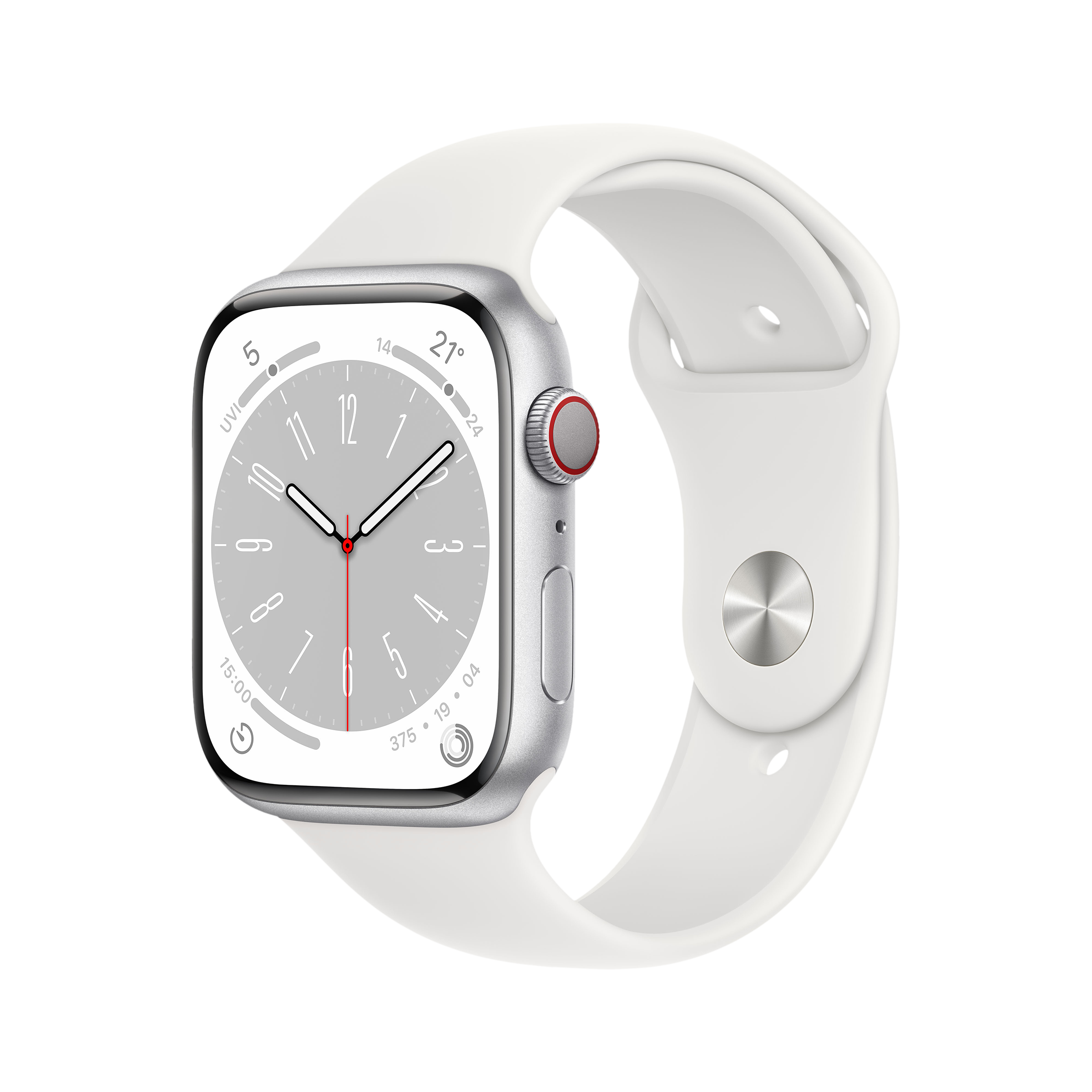 Buy Apple Watch Series GPS Cellular with Sports Band (45mm Retina LTPO  OLED Display, Silver Aluminium Case) Online Croma