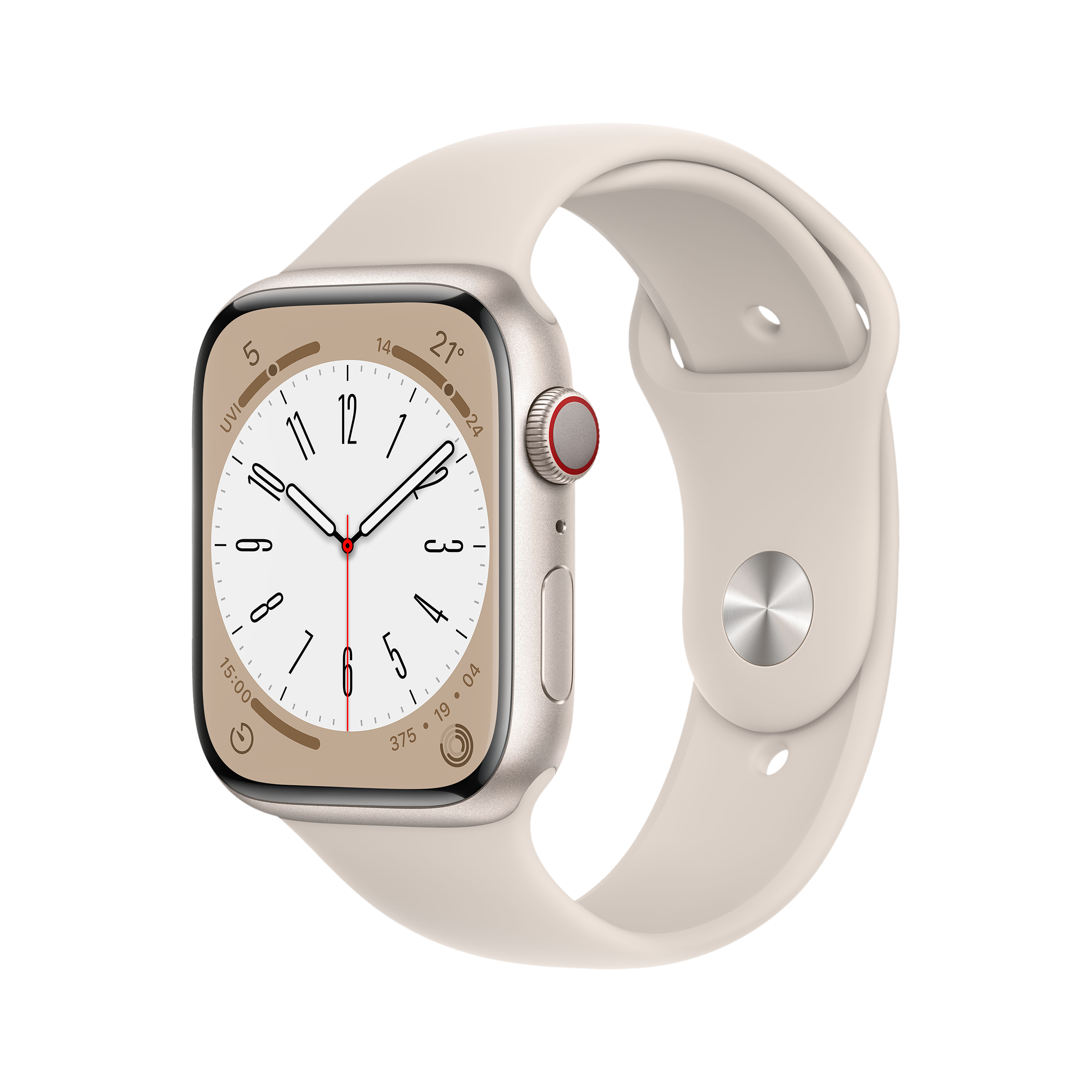 Buy Apple Watch Series GPS + Cellular Sports Band (45mm Retina LTPO OLED Display, Starlight Aluminium Case) Online – Croma