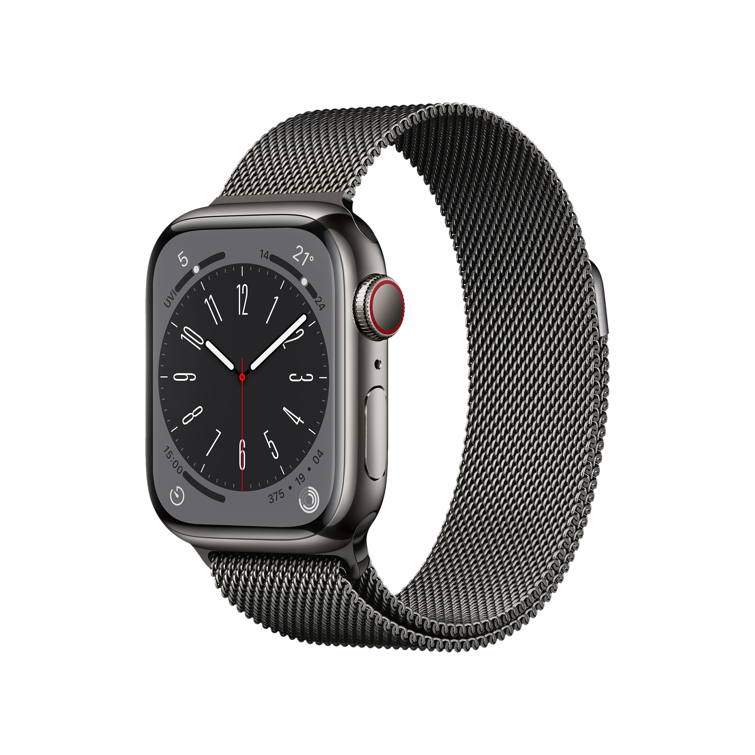 Apple Watch Series 8 GPS + Cellular with Sports Band (41mm Retina LTPO OLED Display, Graphite Stainless Steel Case)