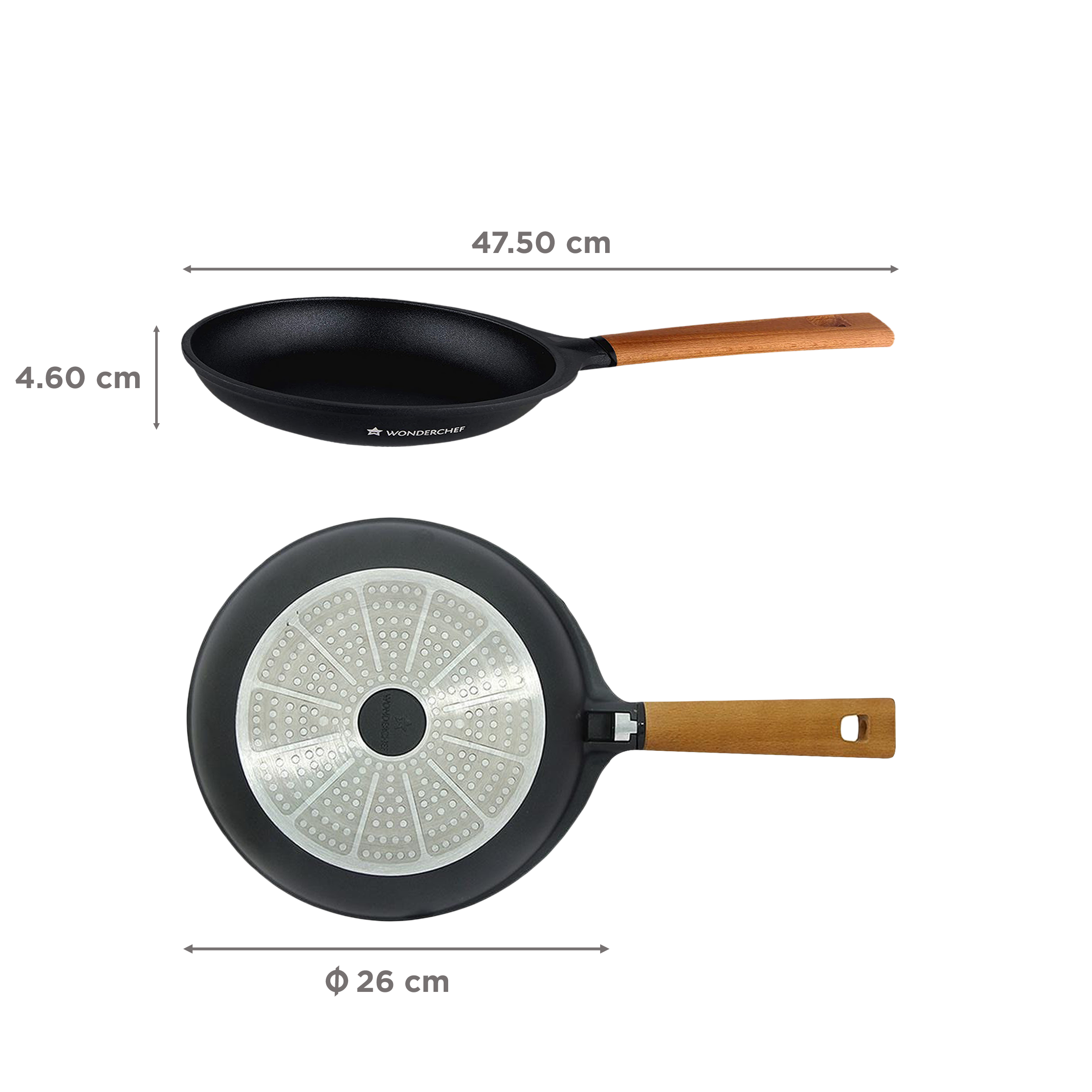 Caesar Non-Stick Fry Pan 26cm | Ideal for Saute / Frying | German Beechwood  Handle | Gas & Induction Friendly | PFOA Free | 5 Year Warranty | Black