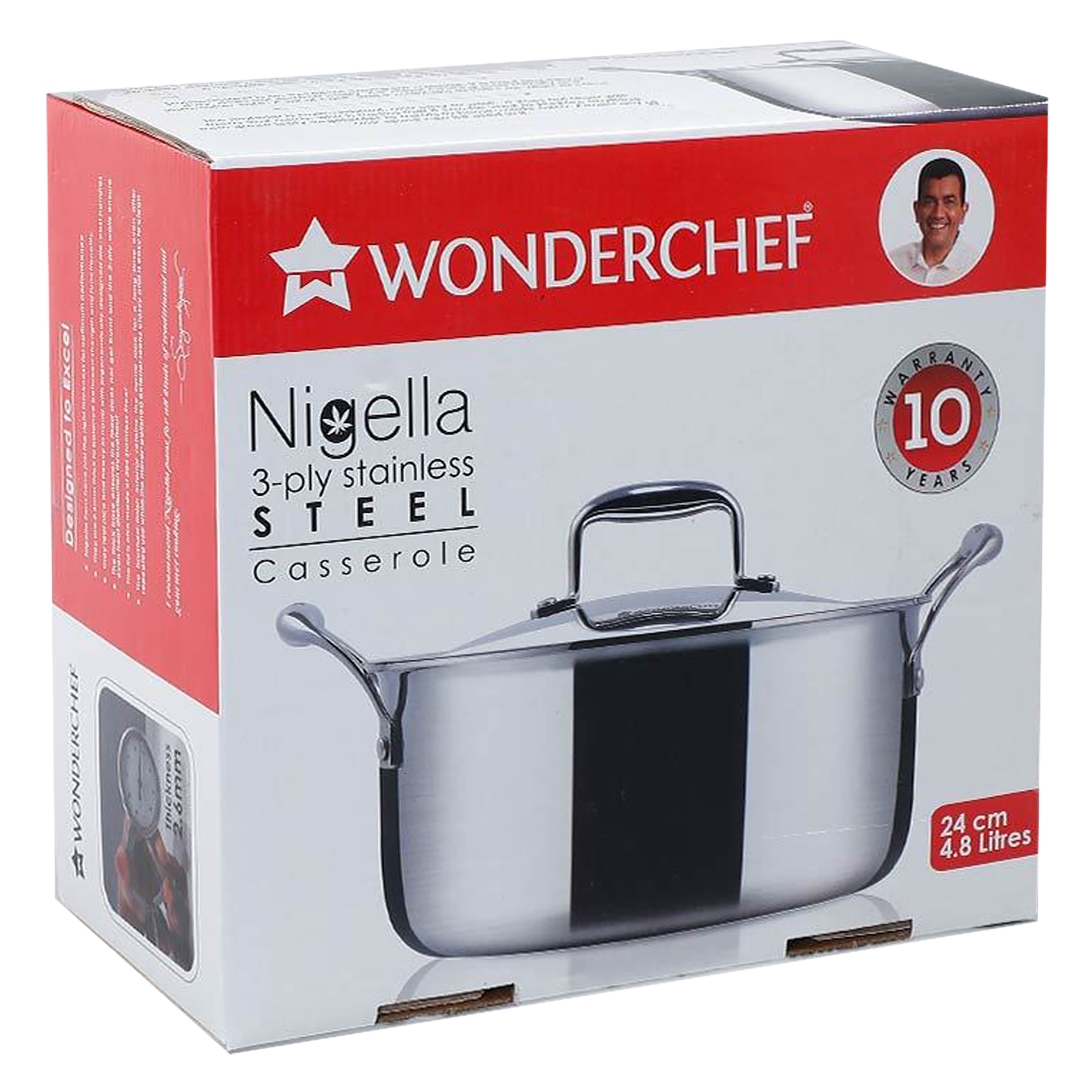 Wonderchef Nigella 3-Ply Stainless Steel Kadhai 24cm