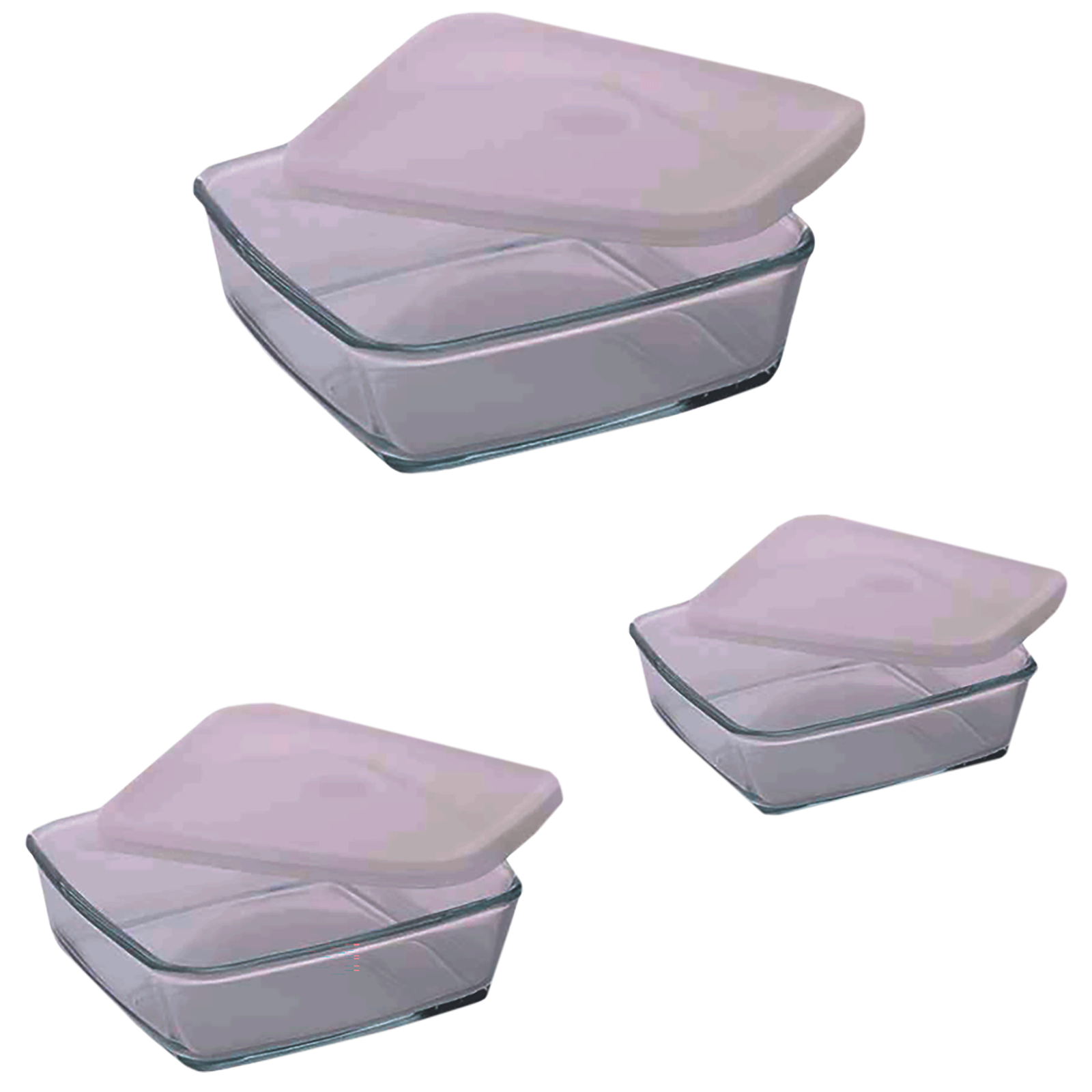 

BOROSIL 500ml, 800ml & 1.6L Borosilicate Glass Square Dish (Set of 3, Scratch Resistant, Transparent)