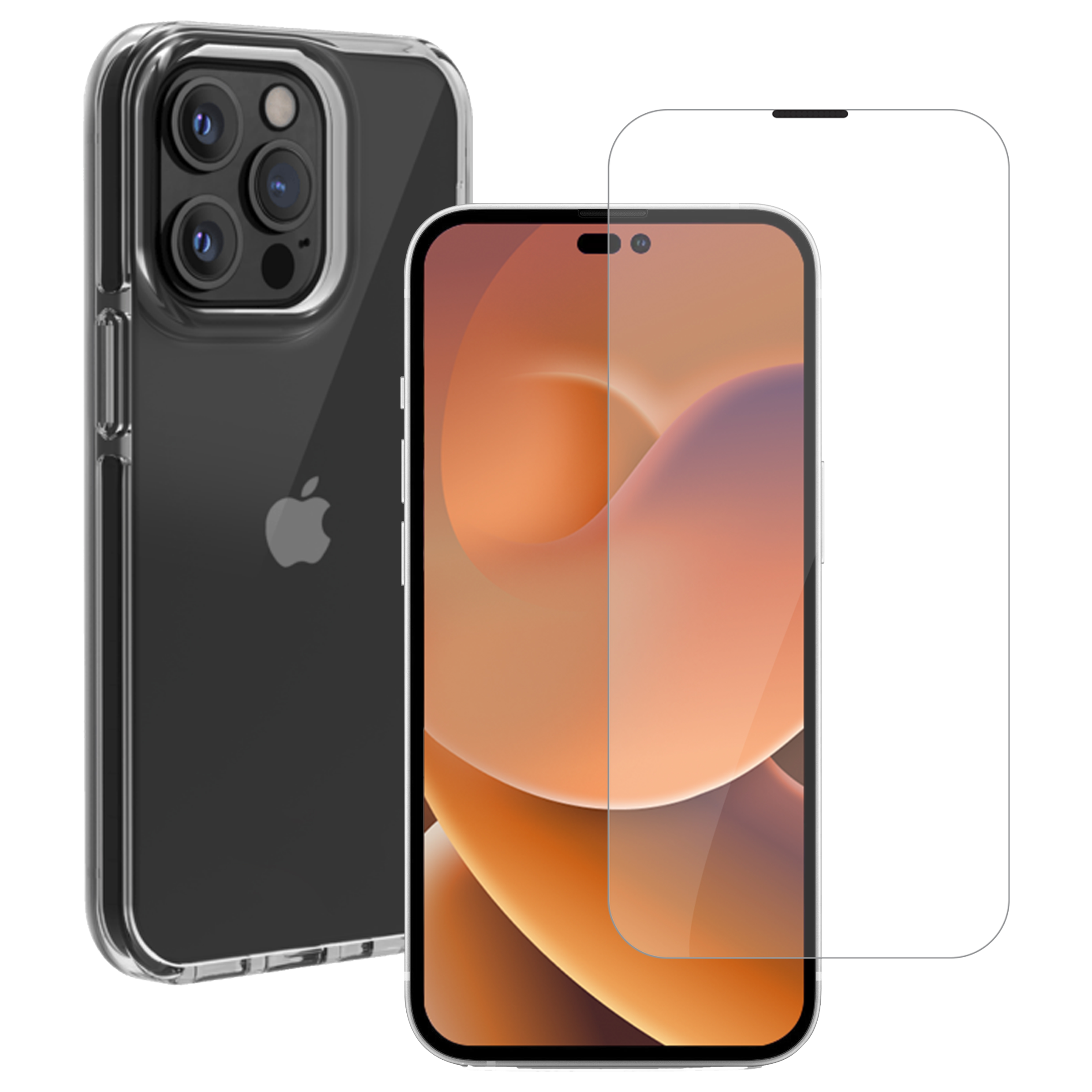 

HYPHEN Duro Tempered Glass & TPU, Polycarbonate Back Cover Combo for Apple iPhone 14 Pro (Wireless Charging Compatible, Clear)