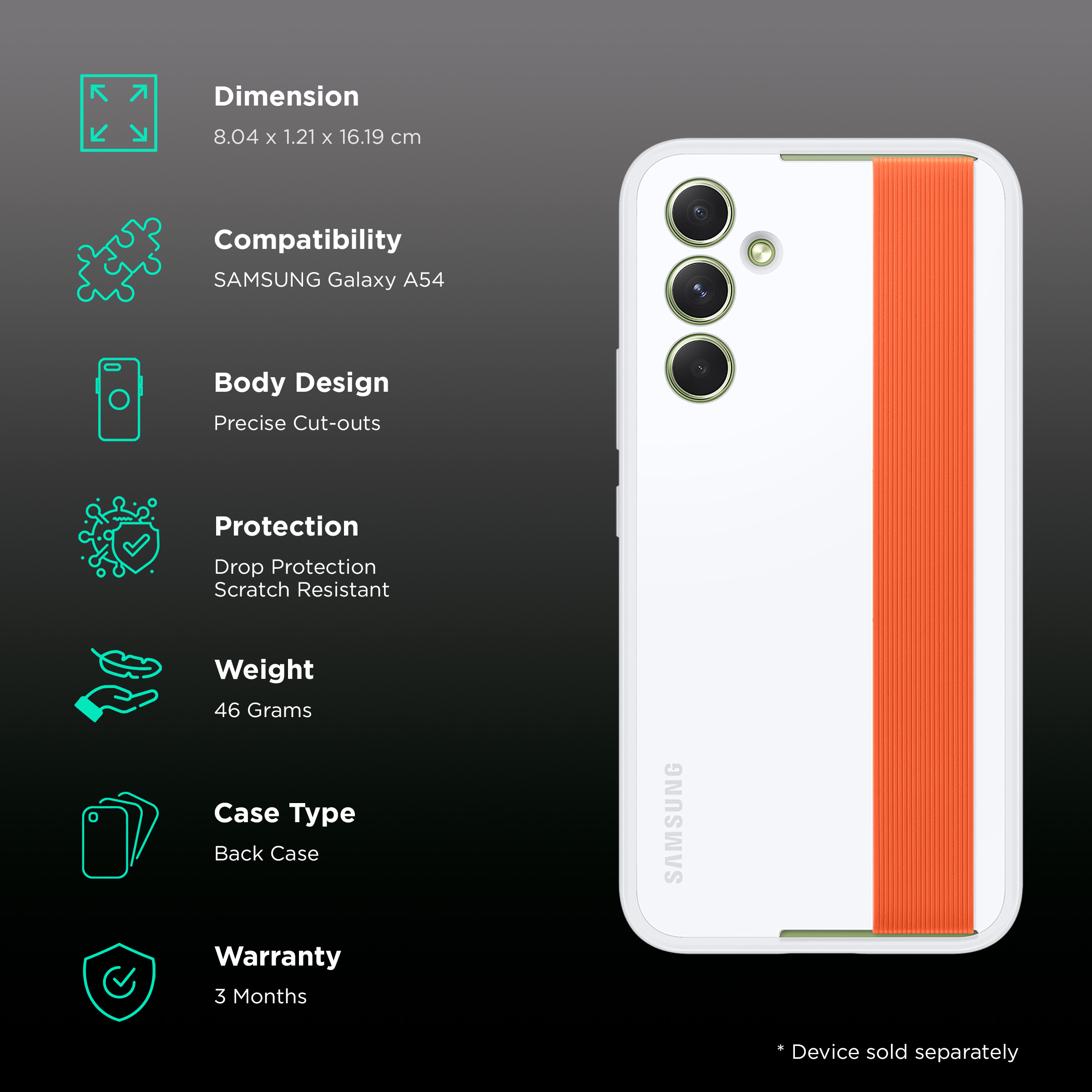 Haze Grip Case for Galaxy A54 5G, Black Mobile Accessories - EF-XA546CBEGUS