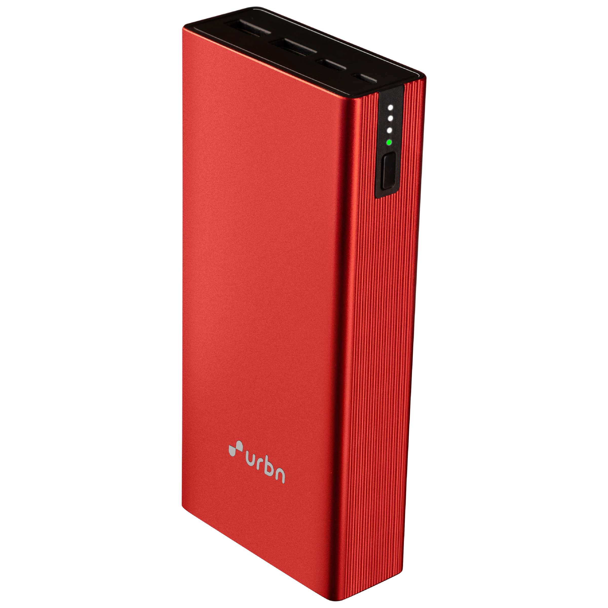 urbn 20000 mAh 20W Fast Charging Power Bank (2 Type A, 1 Type C & Micro B,  Premium Carbon Fibre Texture, LED Charge Indicator, Red)