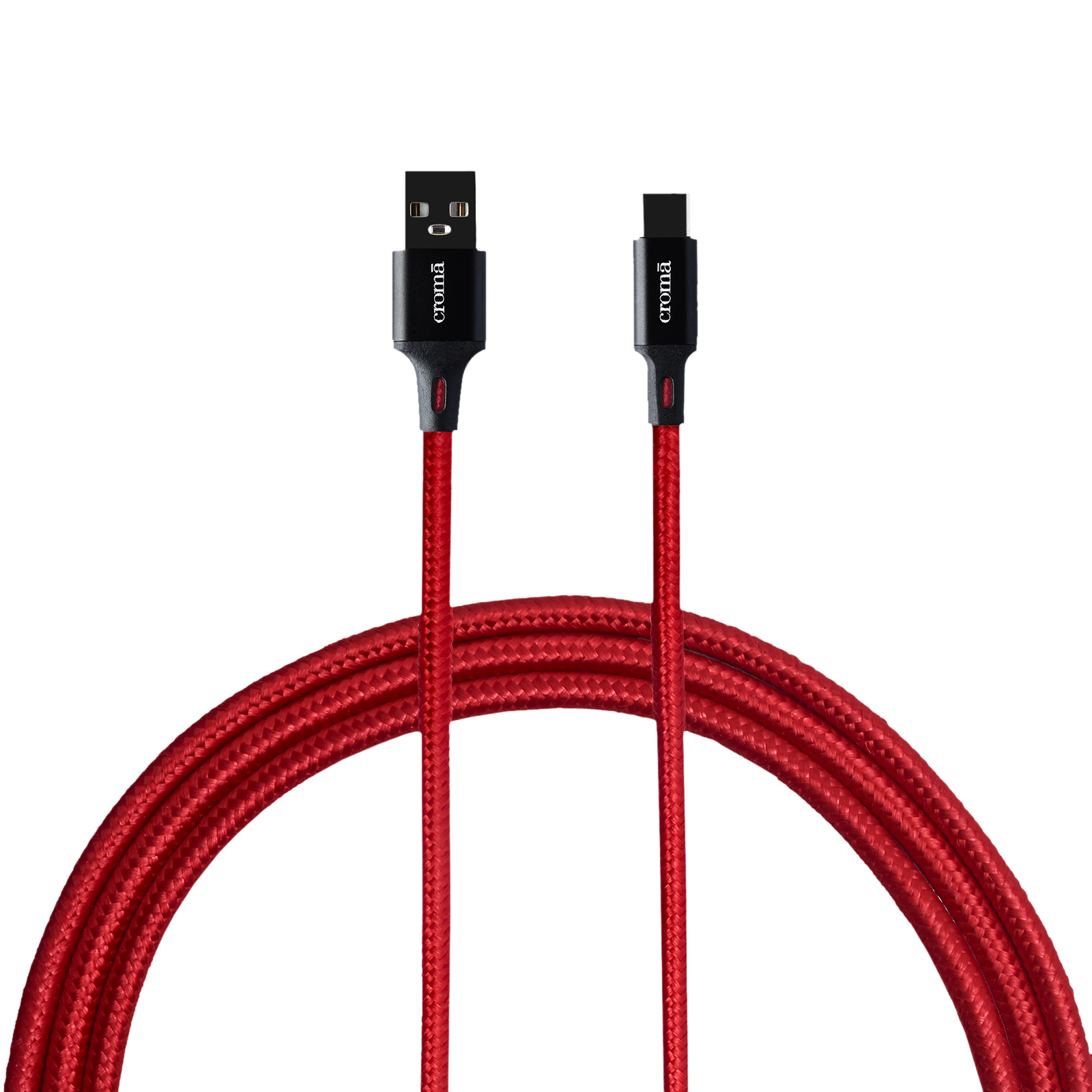 

Croma USB 2.0 Type A to USB 2.0 Type C Charging Cable (Braided Outer Exterior, Red)