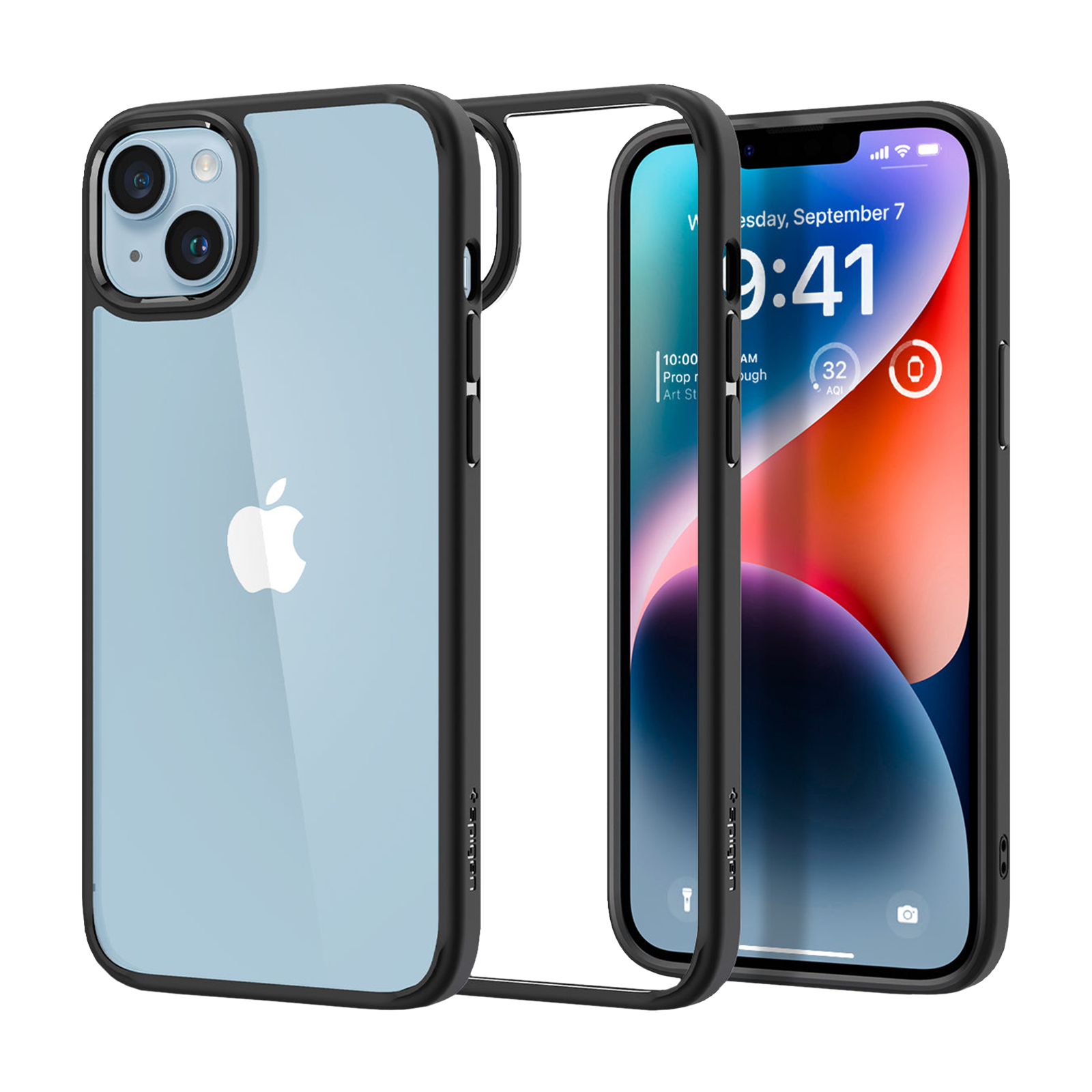 spigen Ultra Hybrid TPU & Polycarbonate Back Case for Apple iPhone 14 (Wireless Charging Compatible, Matte Black)