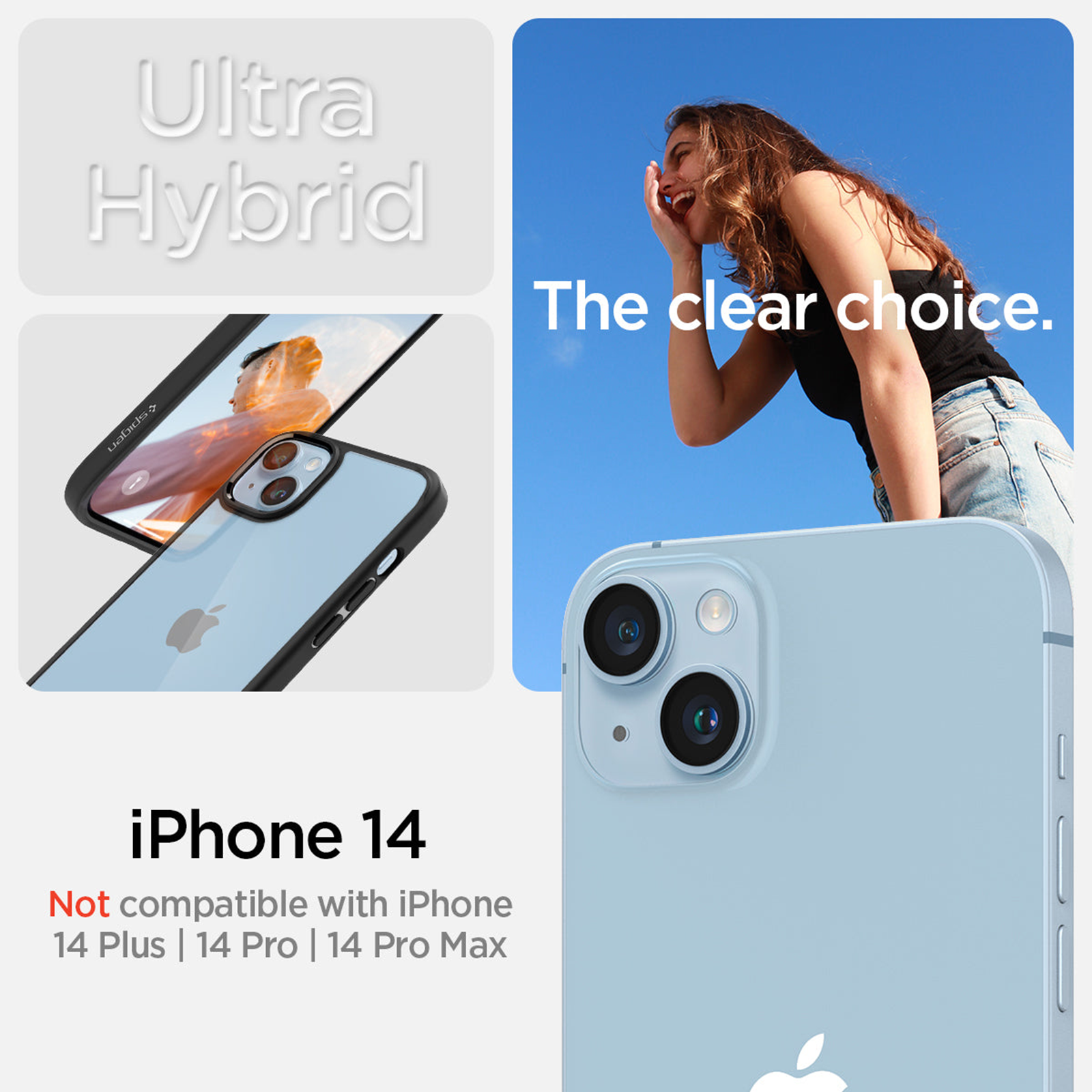 Spigen Ultra Hybrid Back Cover Case for iPhone 14 Pro (TPU + Poly  Carbonate, Matte Black)