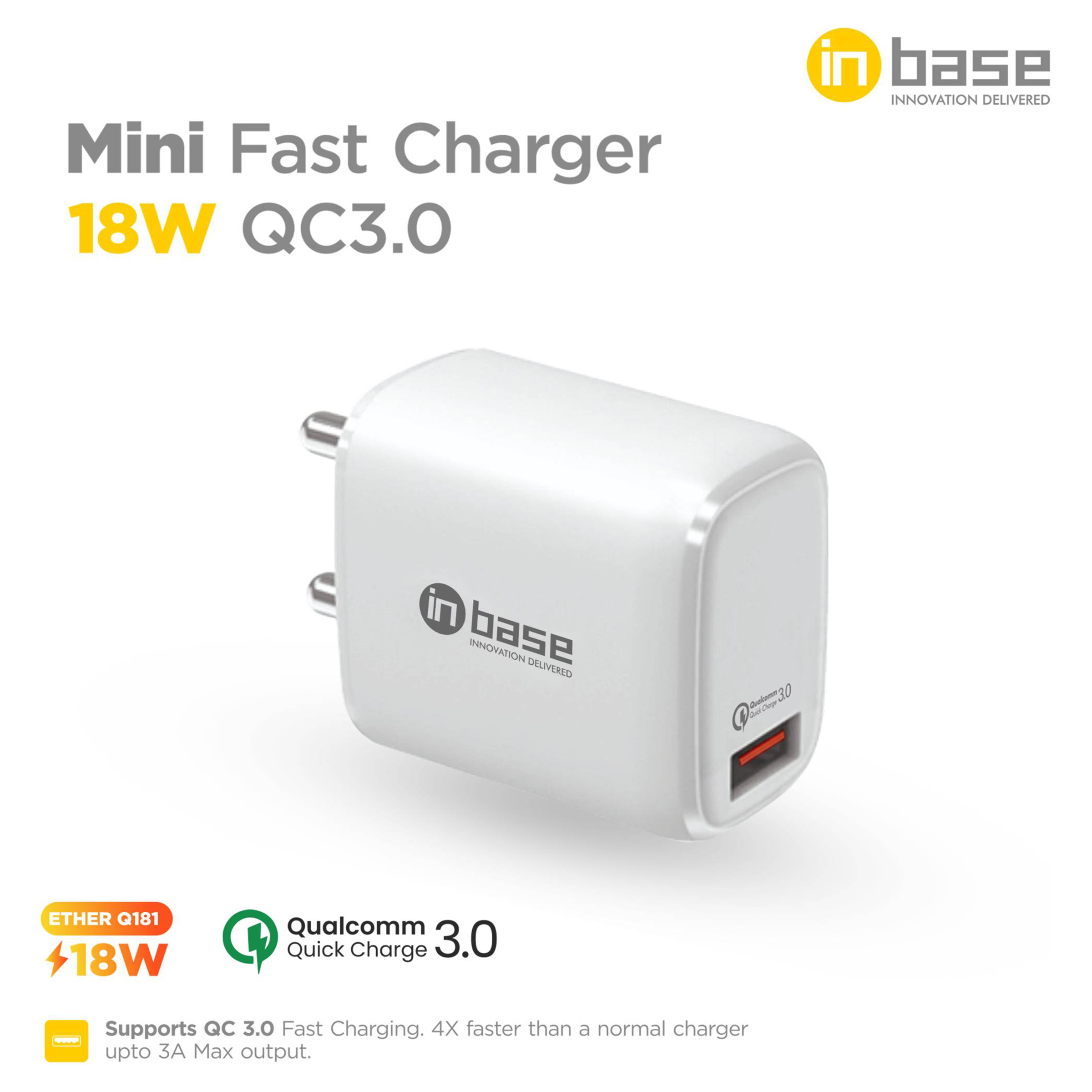 Buy Inbase 18W Type A Fast Charger (Adapter Only, White) Online - Croma