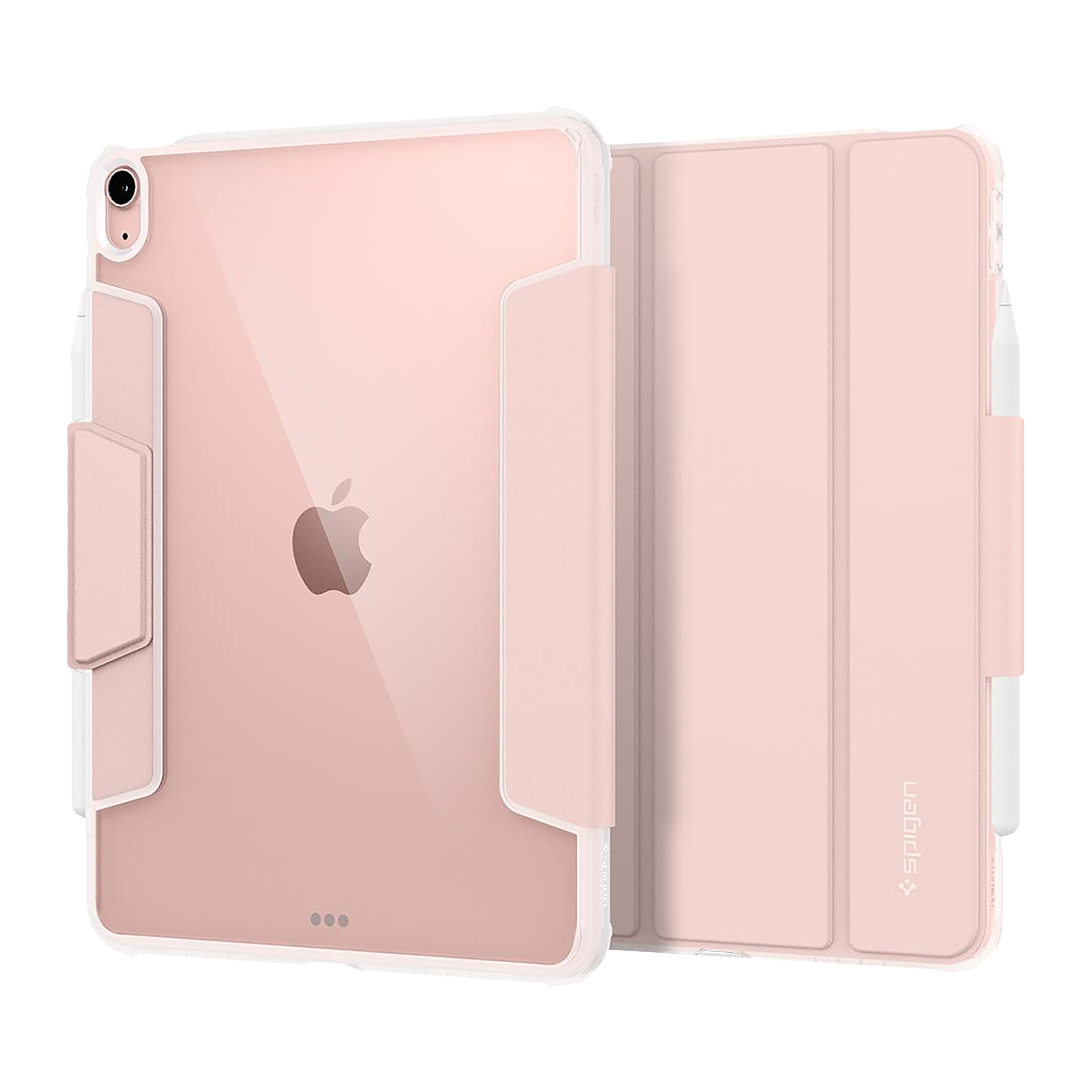 spigen Ultra Hybrid Pro Polycarbonate Flip Cover for Apple iPad Air 10.9 Inch (Apple Pencil Functions, Rose Gold)