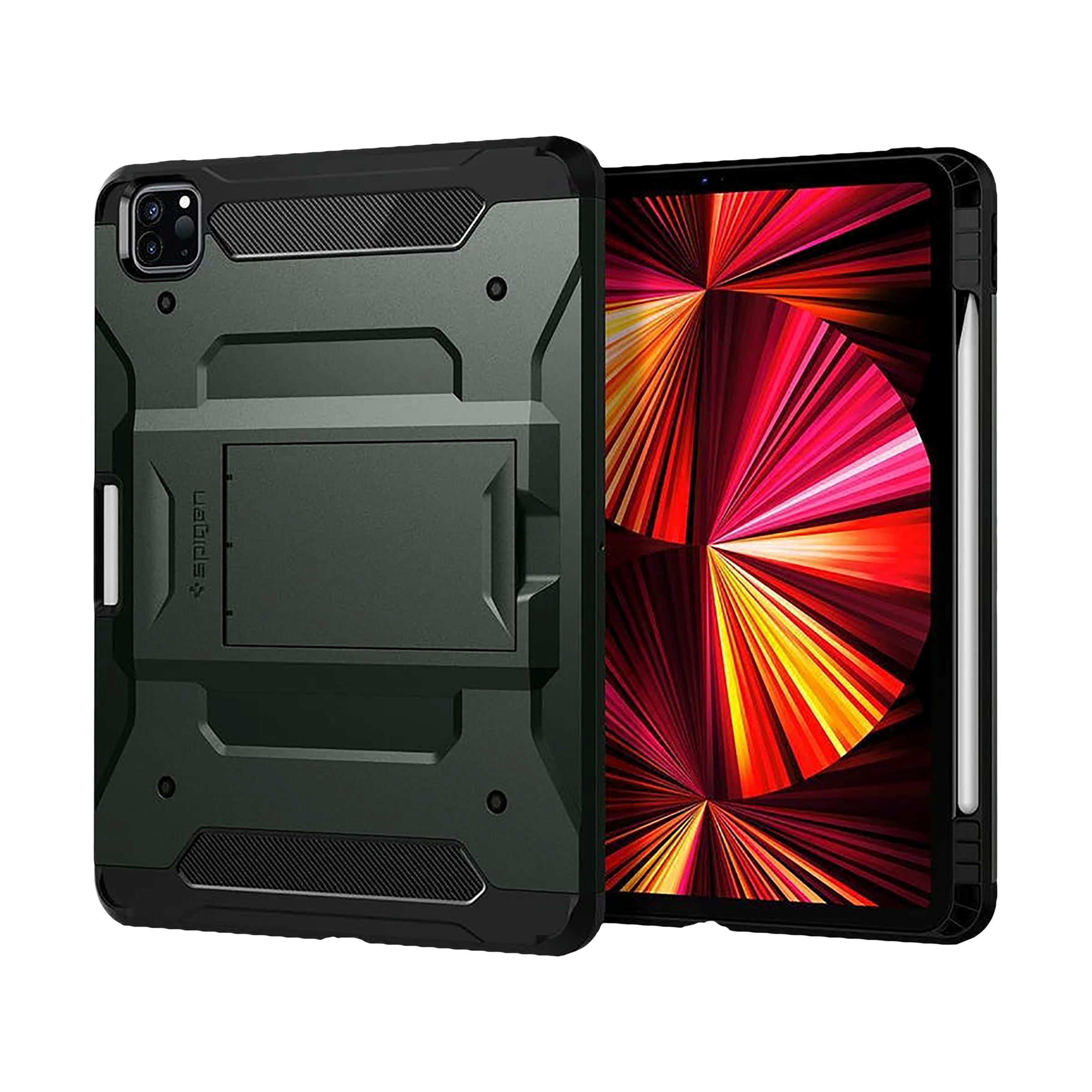 spigen Tough Armor Pro Polycarbonate & Carbon Fiber Back Cover for Apple iPad Pro 11 Inch (Air Cushion Technology, Black)