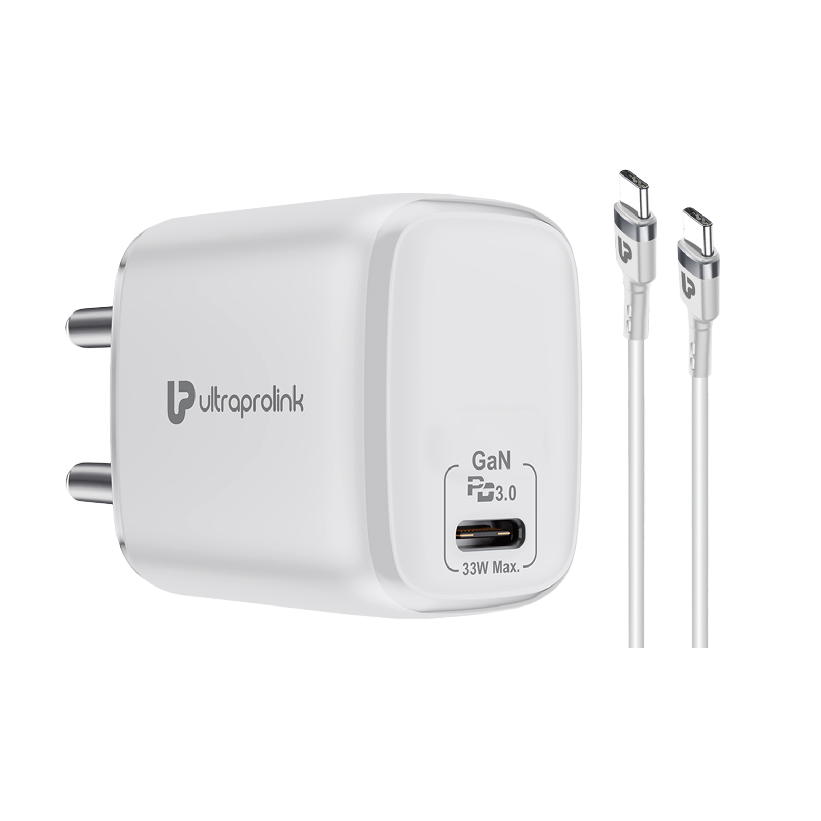 ultraprolink Boost 33W Type C Fast Charger (Type C to Type C, Multi-Layer Protection, White)