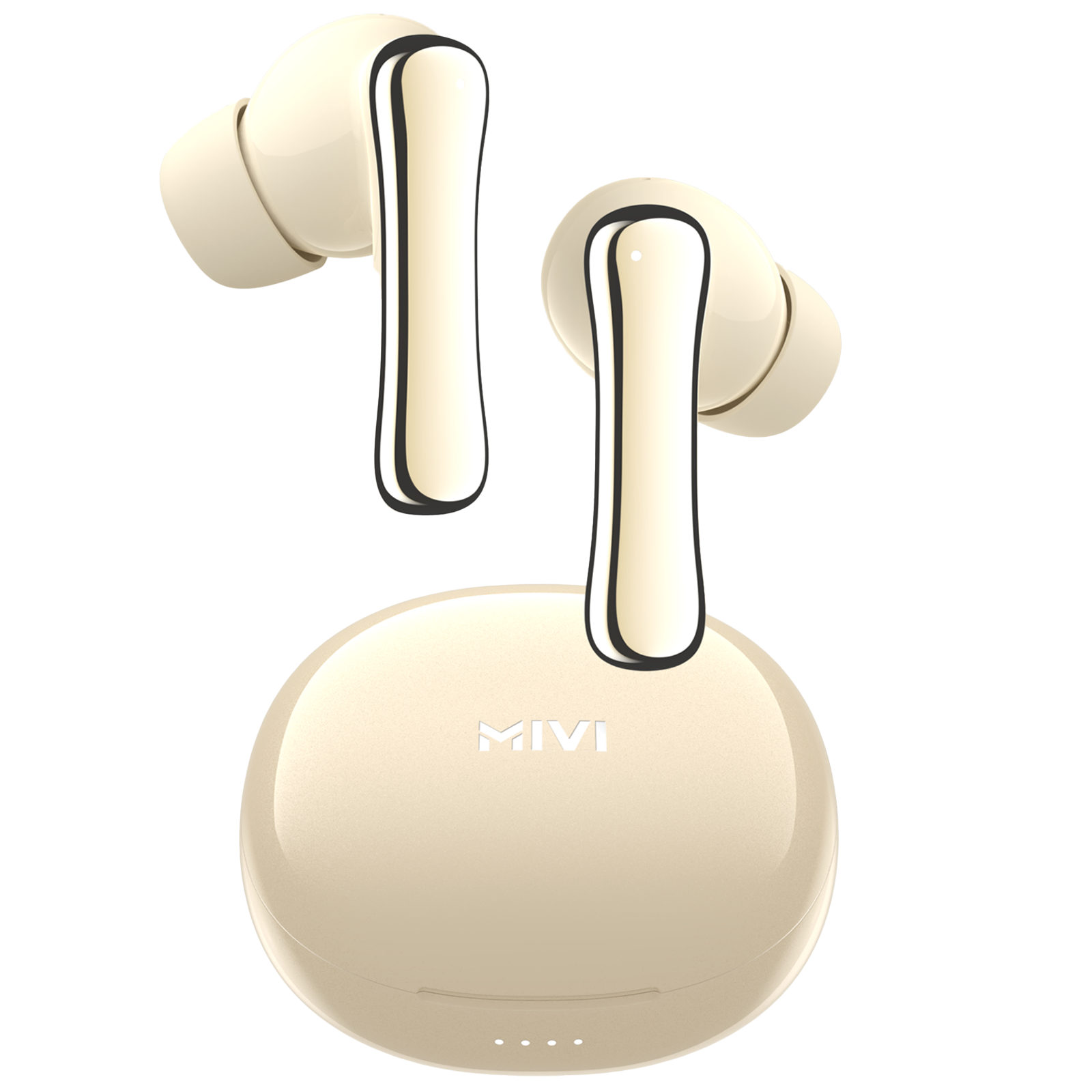 MIVI DuoPods T80 TWS Earbuds with Environmental Noise Cancellation (IPX4 Water Resistant, 13mm Bass Drivers, Ivory)