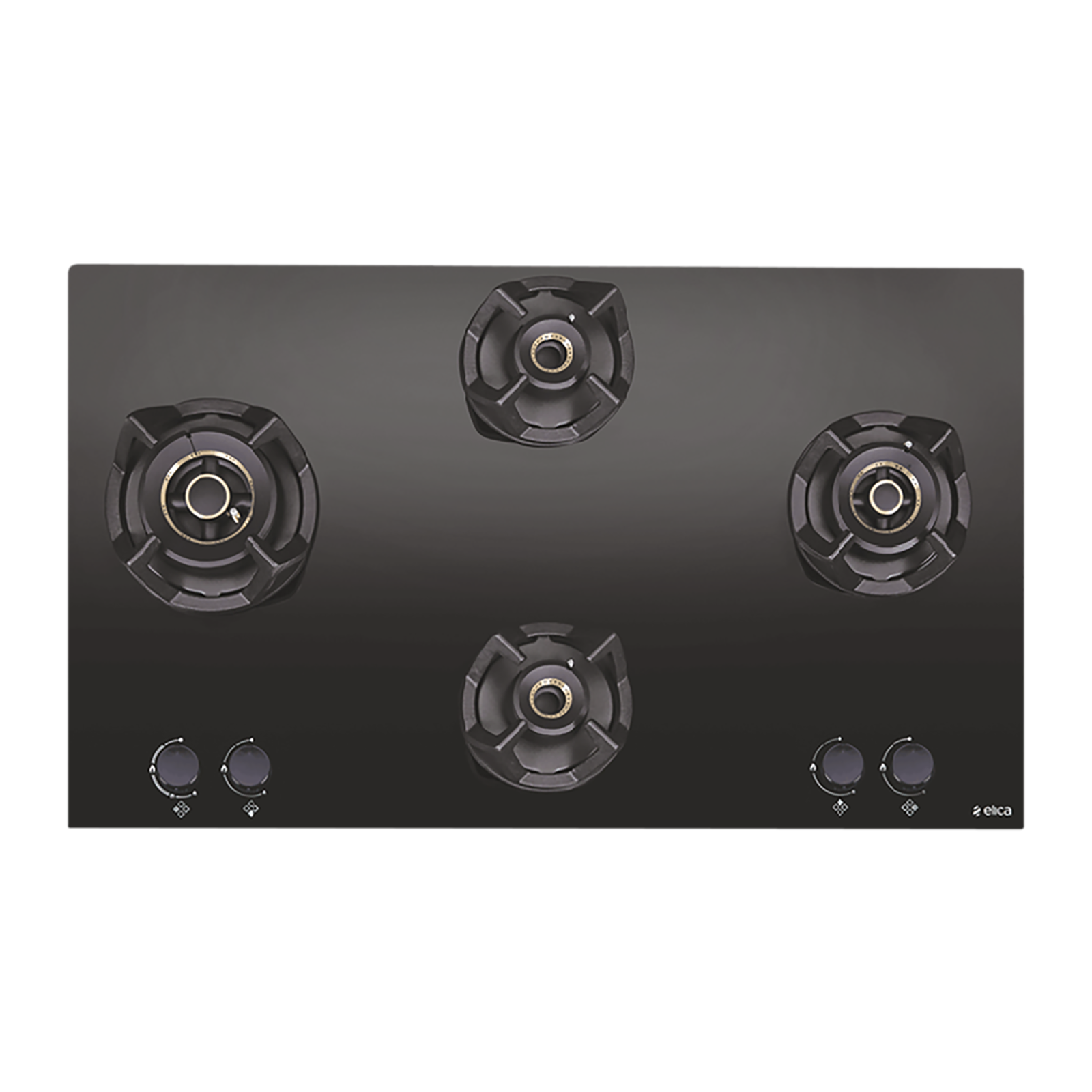 

Elica CLASSIC AB MFC 4B 70 MT Glass Top 4 Burner Automatic Electric Hob (Round Metallic Knob, Black), Black glass