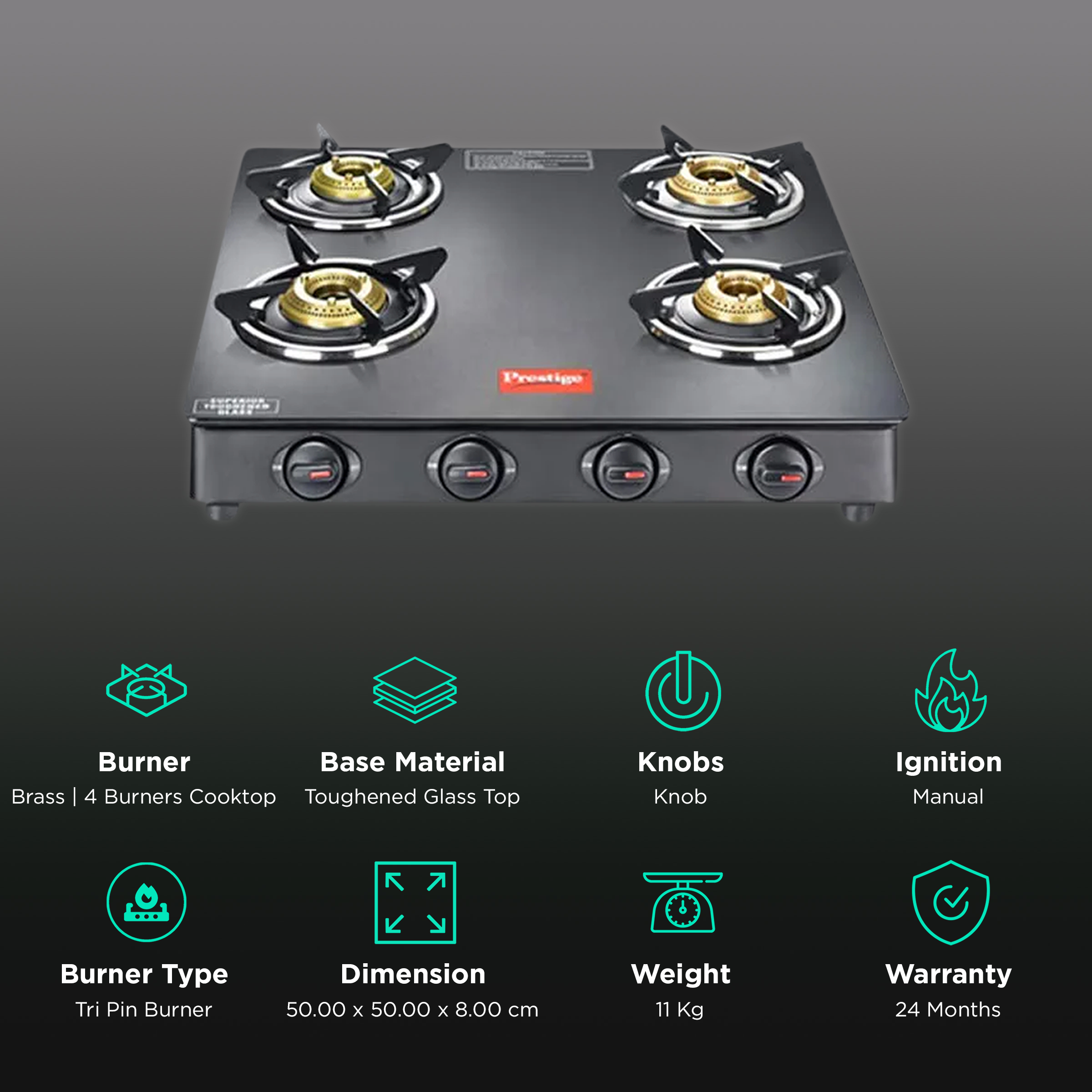 prestige magic 4 burner gas stove gtmc 04 l