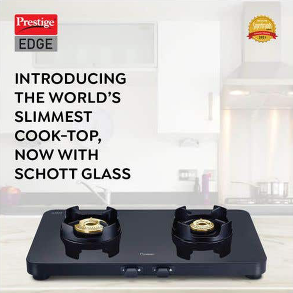 prestige edge black glass gas stove