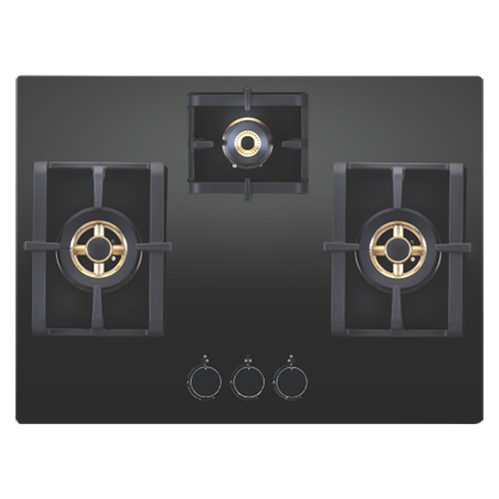 

elica PRO FB MFC 3B 70 DX FFD Glass Top 3 Burner Automatic Electric Hob (Round Metallic Knob, Black)