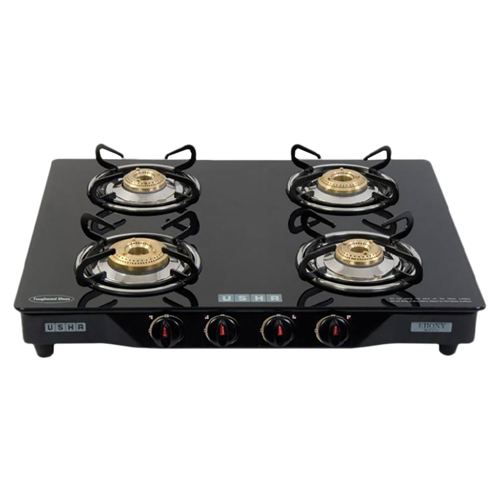 Buy USHA Ebony GS4001 Toughened Glass Top 4 Burner Automatic Gas Stove ...