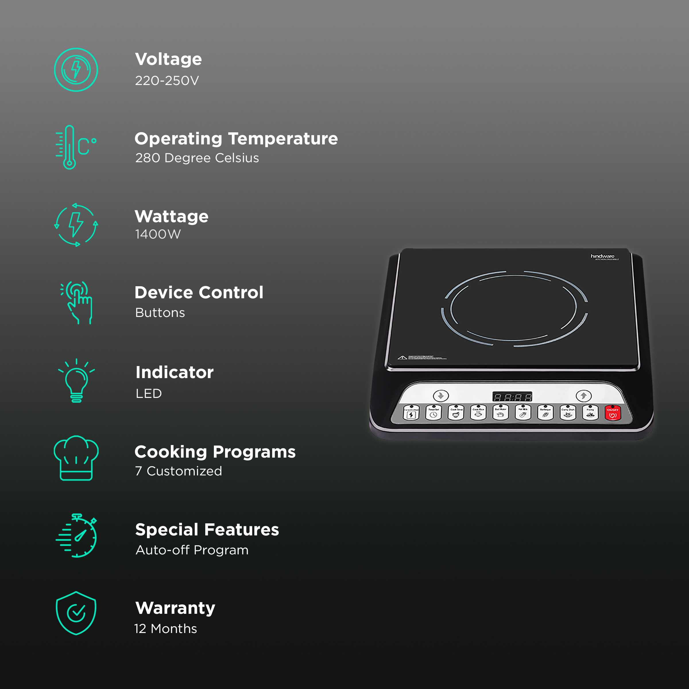 hindware ciro 1400w induction cooktop