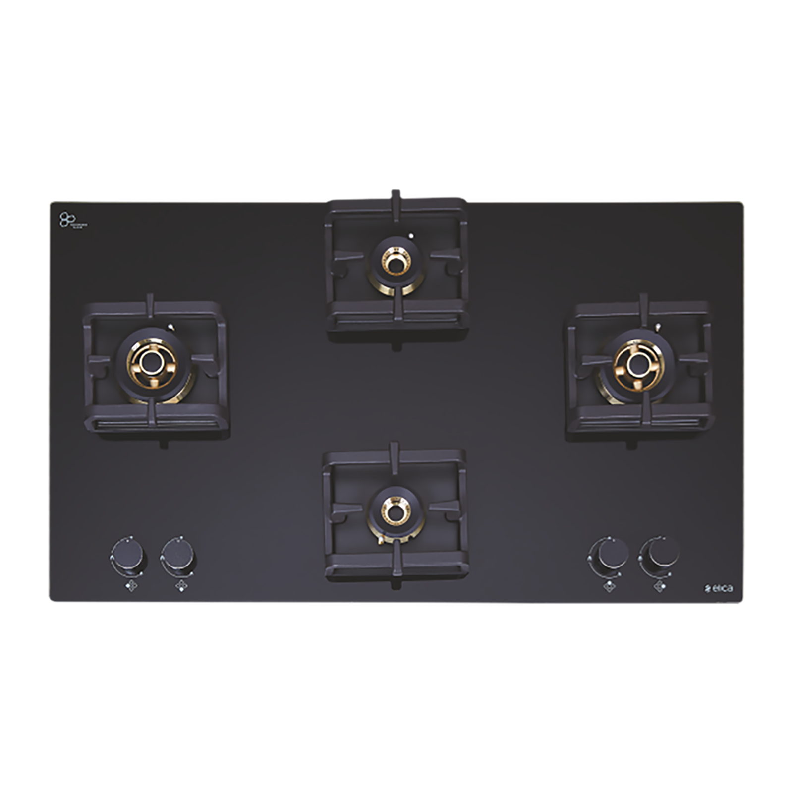 

Elica Flexi Pro FB 4B 91 MT DX Glass Top 4 Burner Automatic Electric Hob (Round Metallic Knob, Black)