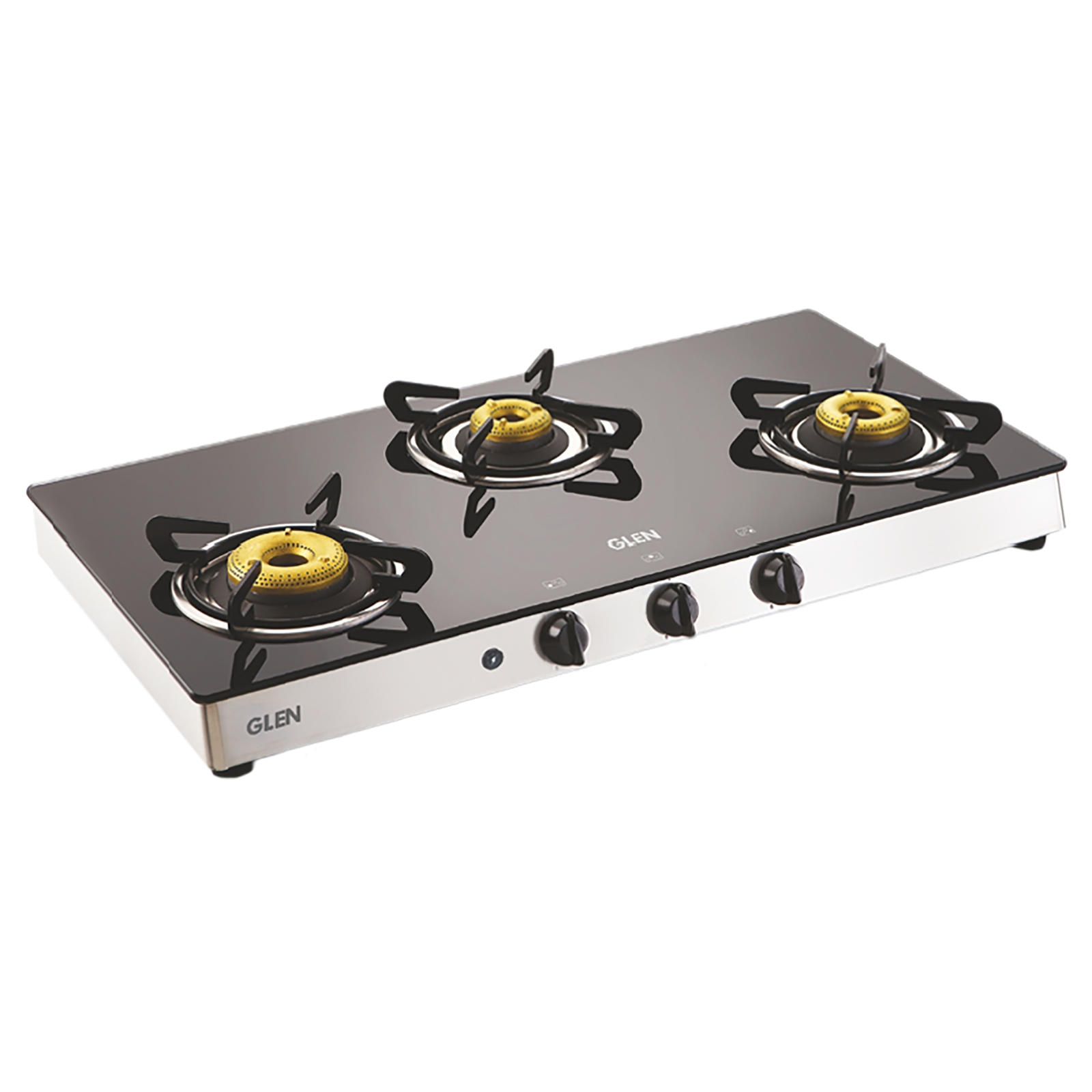 

Glen 1038 GT FB AI Toughened Glass Top 3 Burner Automatic Gas Stove (Scratch & Stain Resistant, Silver), Steel