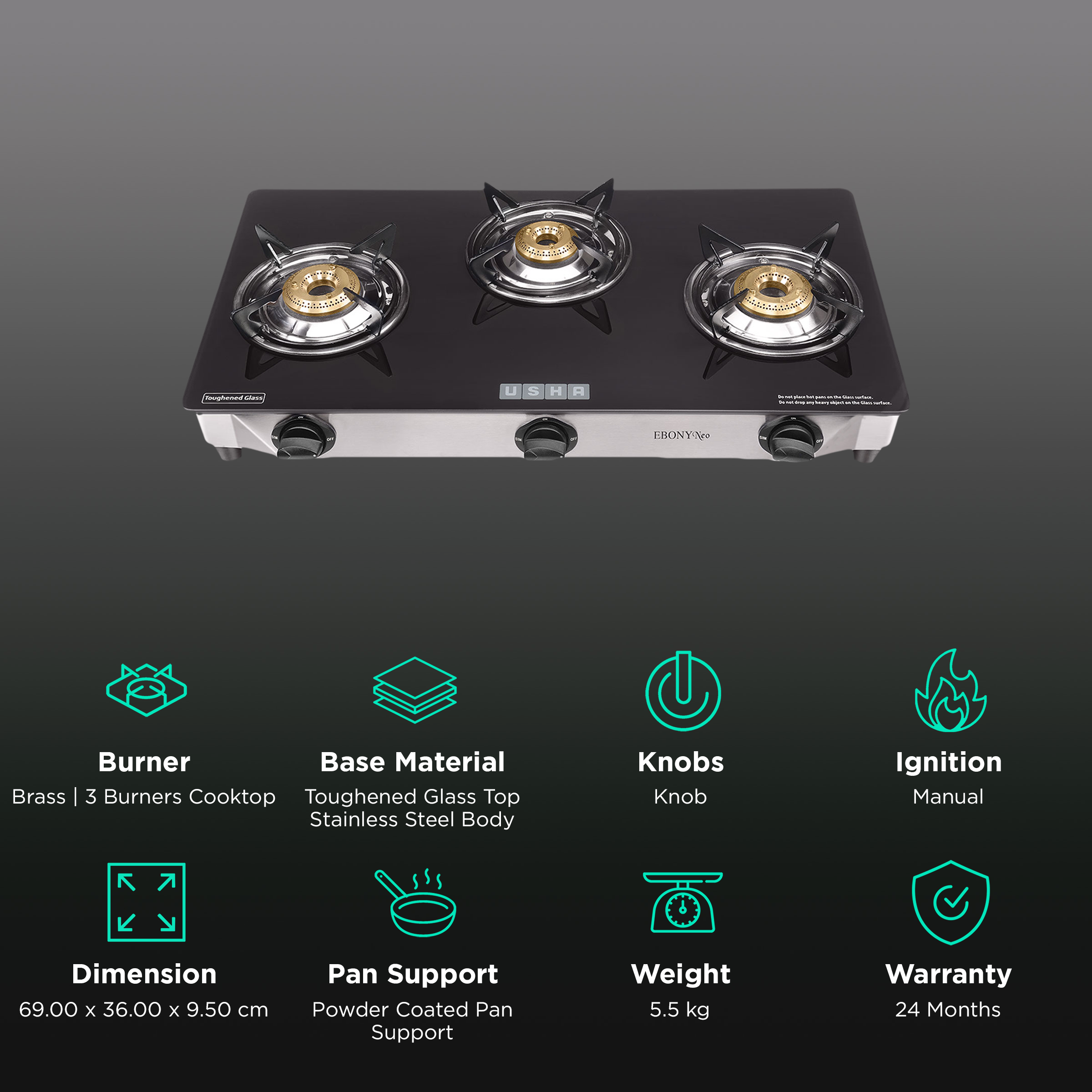 usha ebony neo cooktop