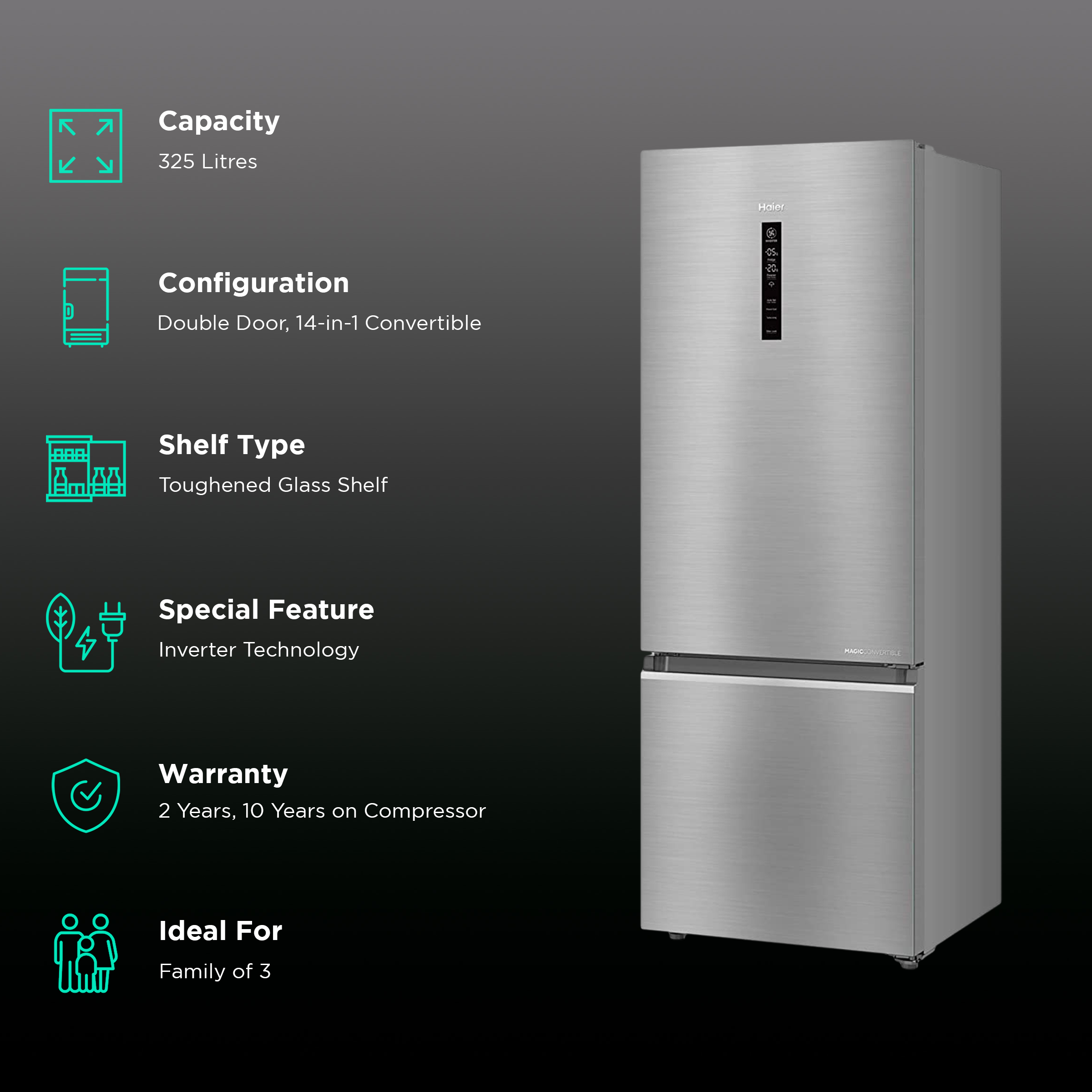 haier refrigerator 325 litres