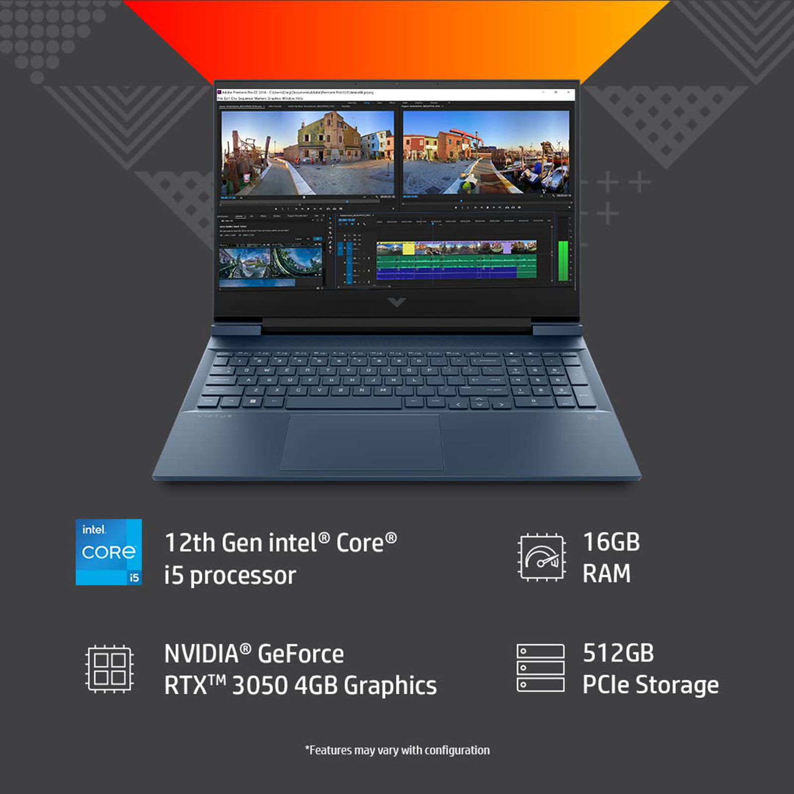 HP Victus 15-fa0998TX Gaming Laptop (12th Gen Intel Core i5-12450H/16  GB/512 GB SSD/Nvidia GeForce /Windows 11 Home/Full HD), 39.6 cm (15.6 inch)