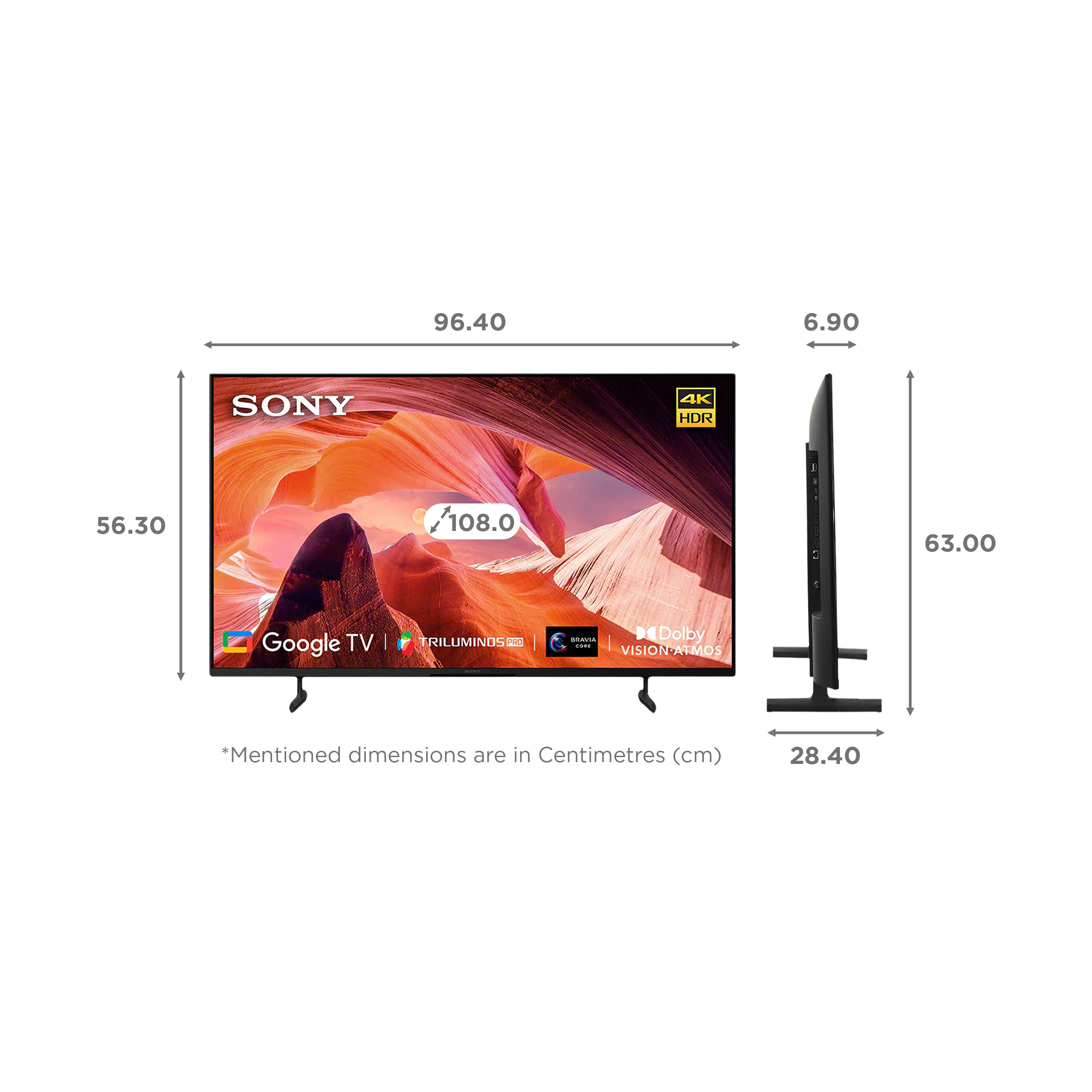 Buy SONY X80L 108 cm (43 inch) 4K Ultra HD LED Google TV with X-Reality PRO  (2023 model) Online - Croma