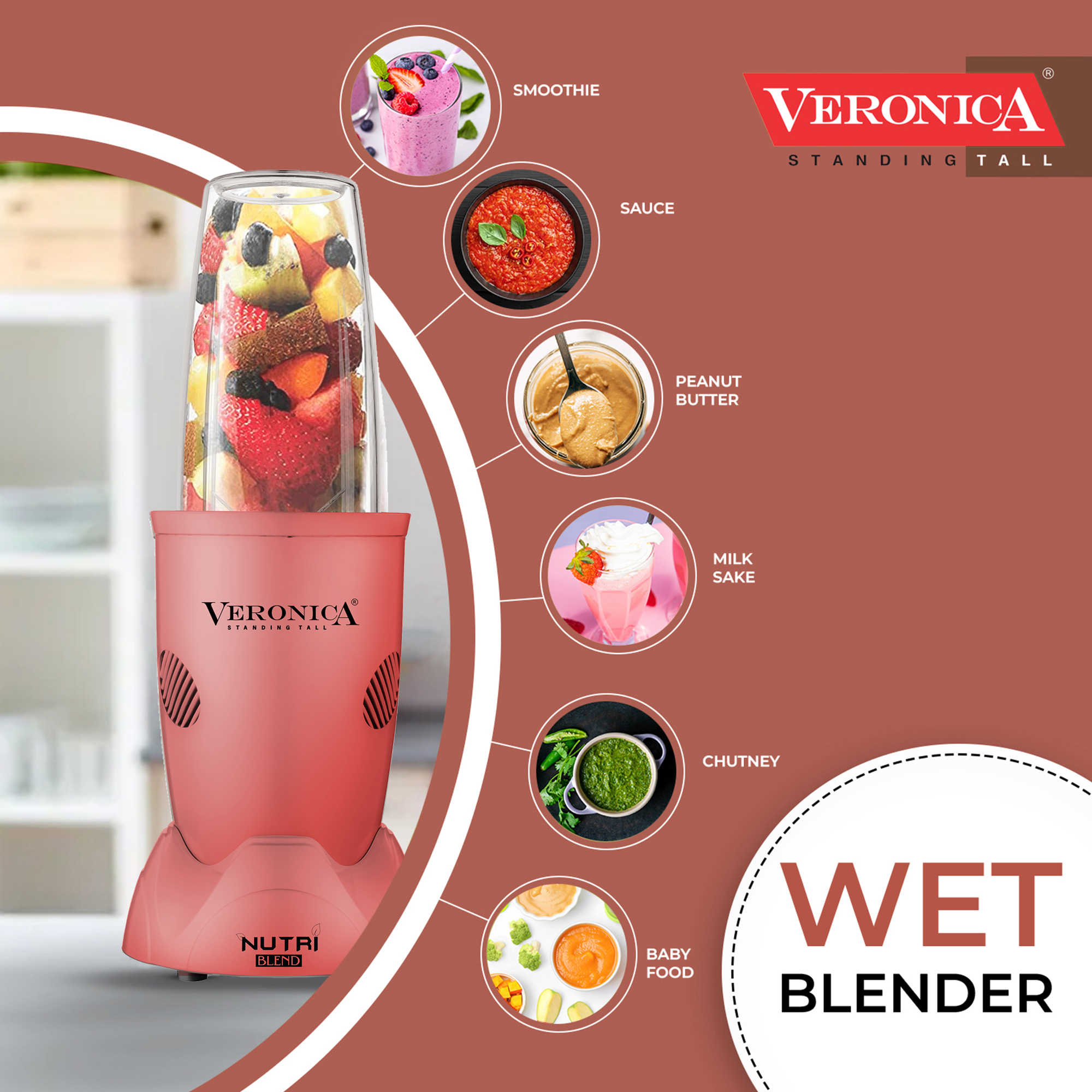 Veronica Nutri-Blender,Mixer Grinder with Blender Jar, SS Blades