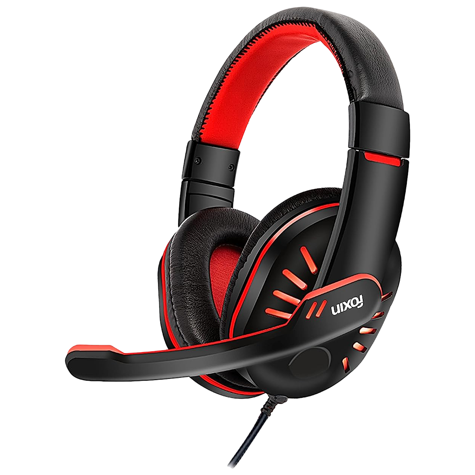 Foxin FHM TECHNO FOXHED0158 Wired Gaming Headset with Noise Cancellation (HIFI Surround Sound, Over Ear, Red and Black)