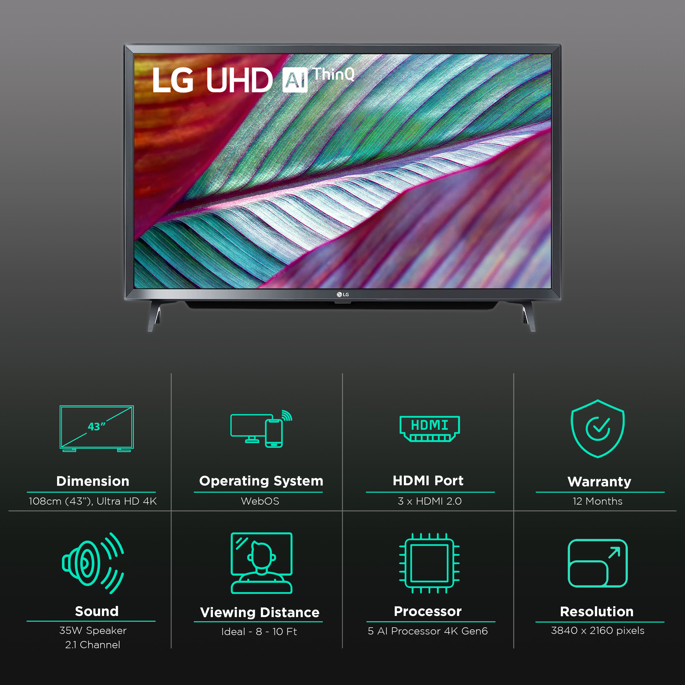 Buy LG UR80 108 cm (43 inch) 4K Ultra HD LED WebOS TV with AI Processor 4K  Gen6 (2023 model) Online - Croma