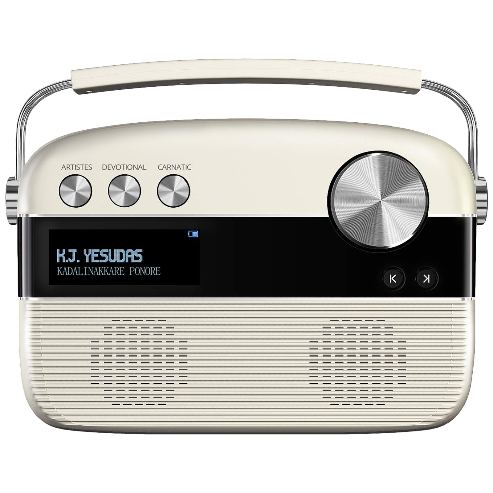 SAREGAMA Carvaan 6W Malayalam Portable Bluetooth Speaker (5000 Evergreen Songs, 2.0 Channel, Porcelain White)