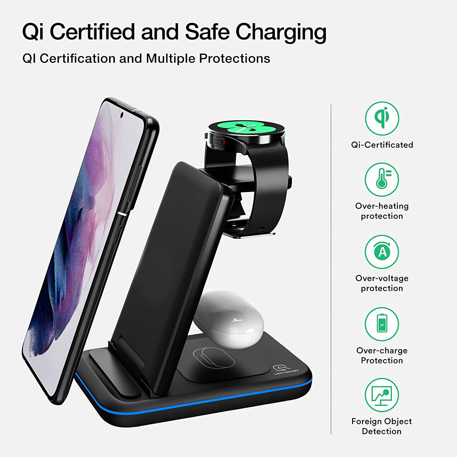 Buy Croma 15W 3-in-1 Wireless Charger for iPhone 8 Series, X, XS