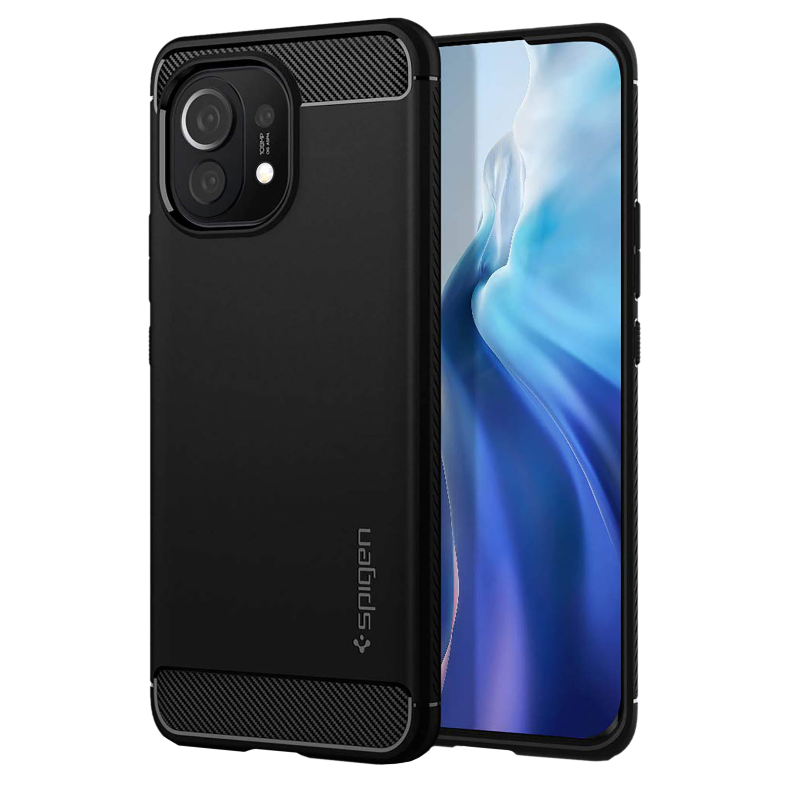 

spigen Rugged Armor TPU Back Case For Mi 11 (Air Cushion Technology, ACS02738, Matte Black)
