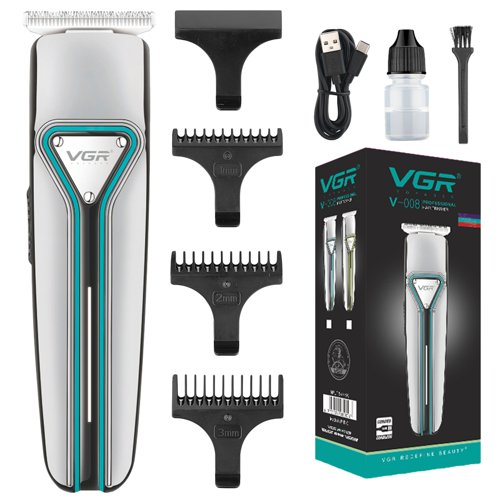 

VGR V-008 Stainless Steel Blades Cordless Trimmer (3 Length Settings, VGRINDIAVGR008, Green)