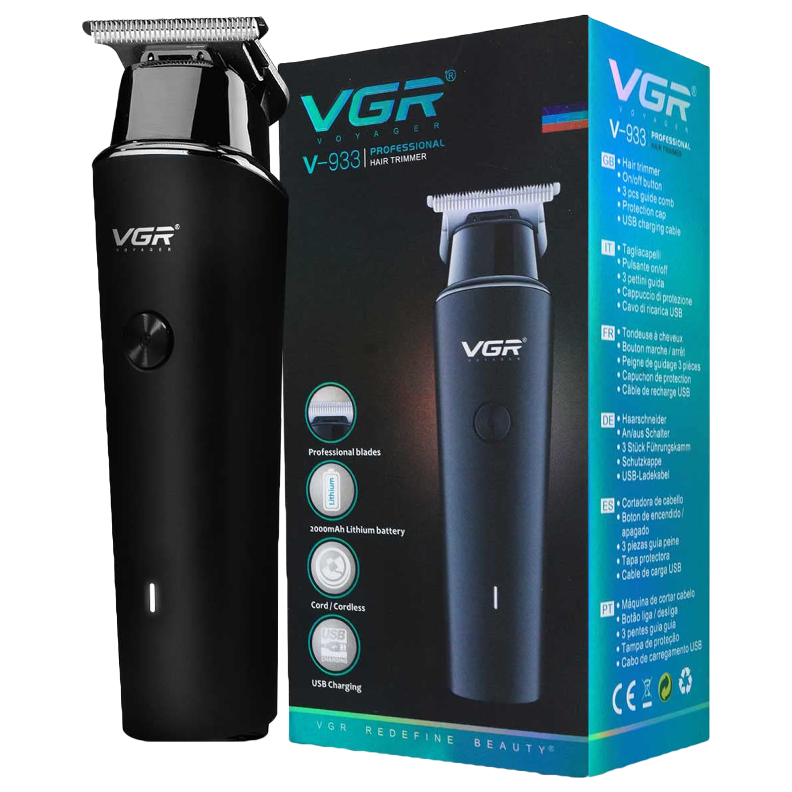 

VGR V-933 Stainless Steel Blades Cordless Trimmer (3 Length Settings, VGRINDIAVGR933, Black)