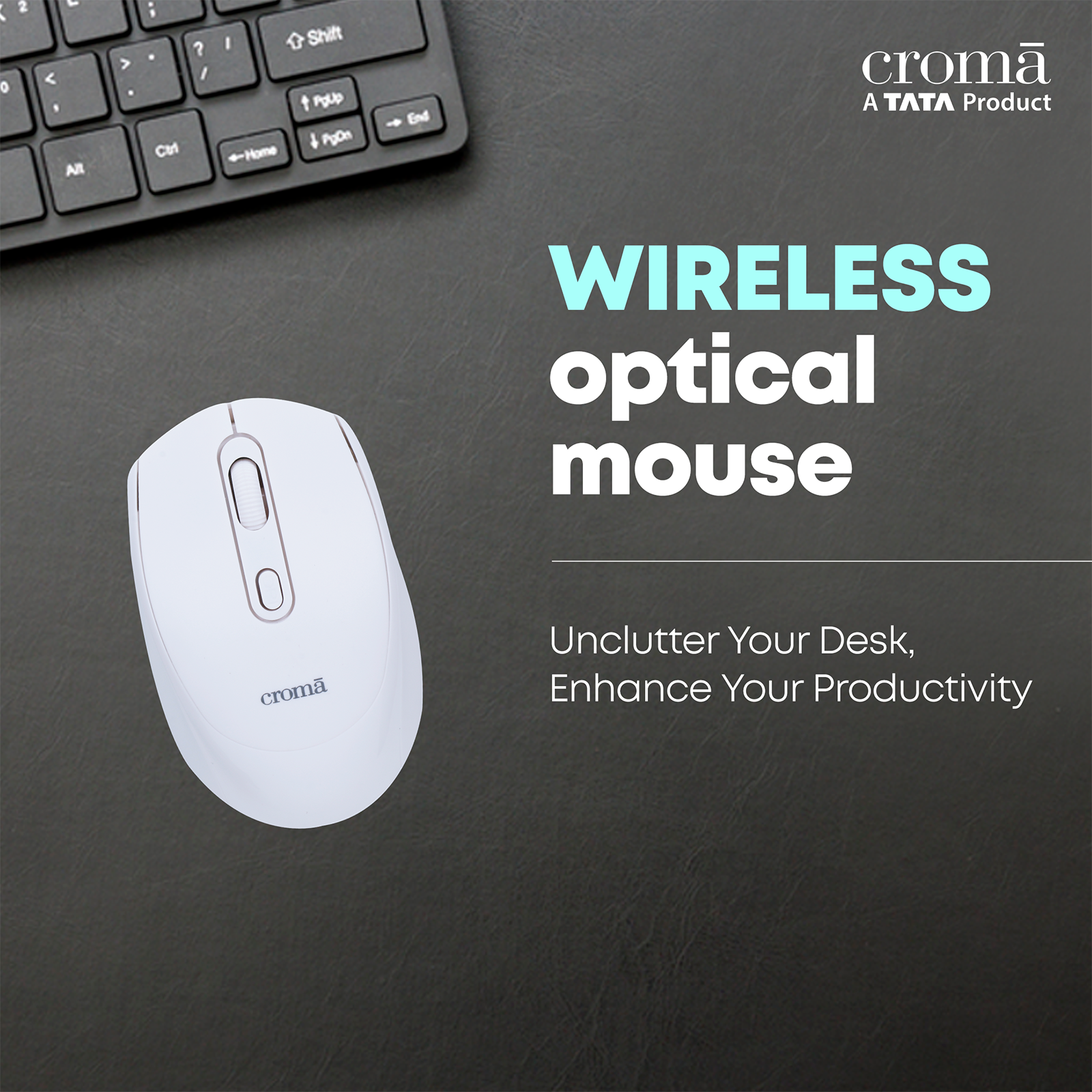 Buy Croma Wireless Optical Mouse (Variable DPI Up to 1600, Compact