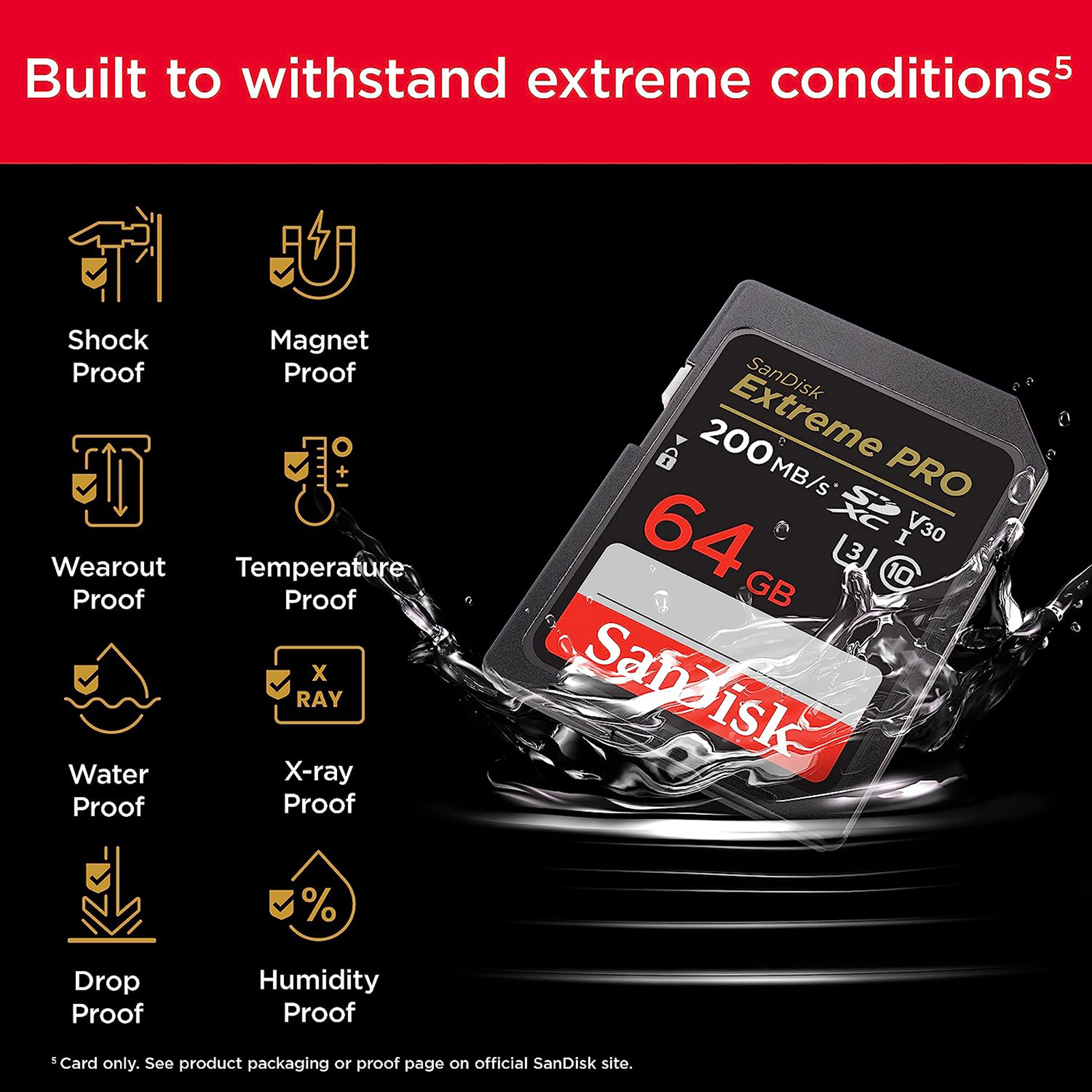 Sandisk Extreme PRO UHS-I Classe 10 U3 V30 200 Mo/s UHD 4k // Carte mémoire  SDXC 64Gb à prix pas cher