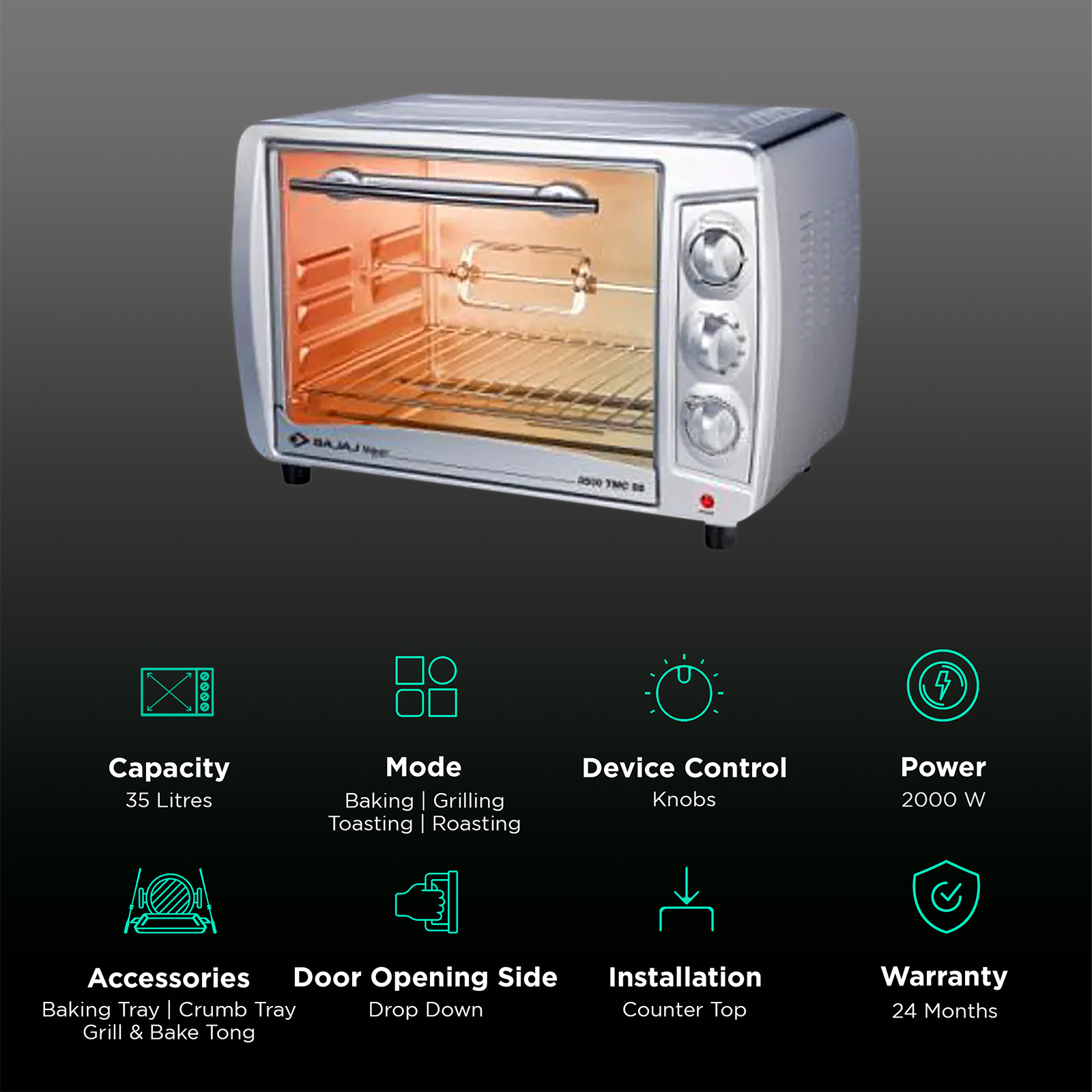 bajaj majesty 3500 tmcss oven toaster grill