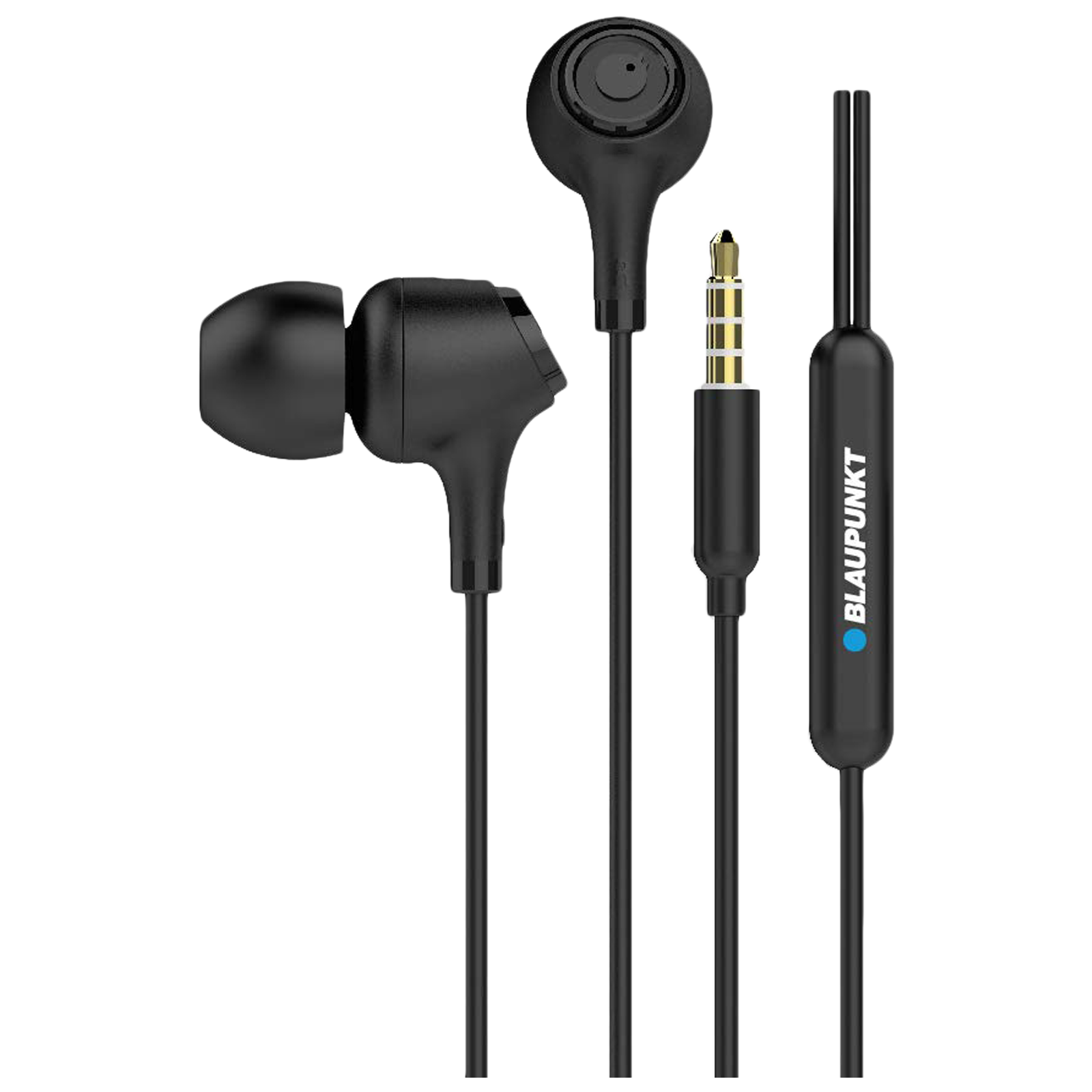 Blaupunkt EM01 Wired Earphone with Mic (In Ear, Black)