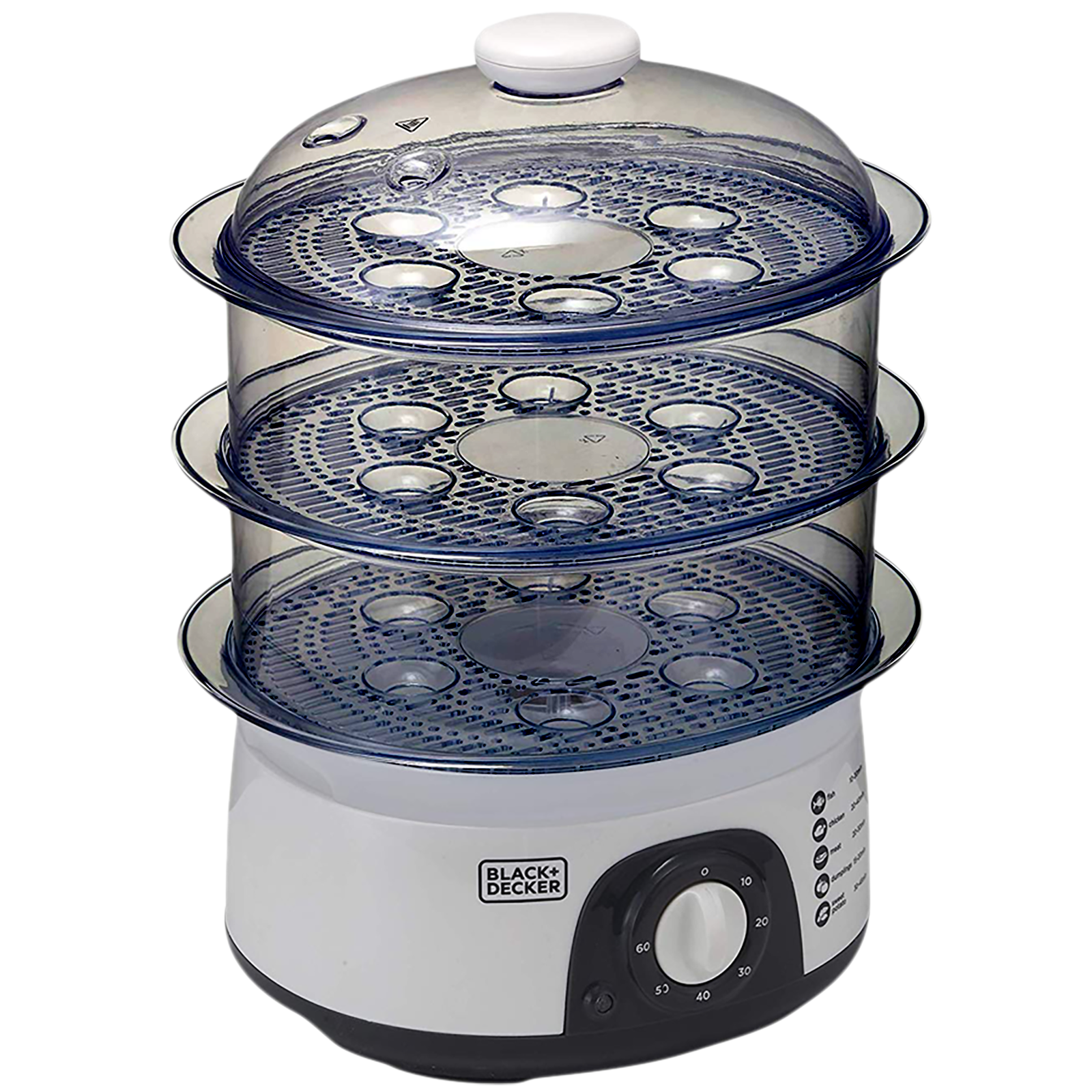 BLACK+DECKER Food Steamer With 3 Tier And Timer 775.0 W HS6000-B5 White KSA