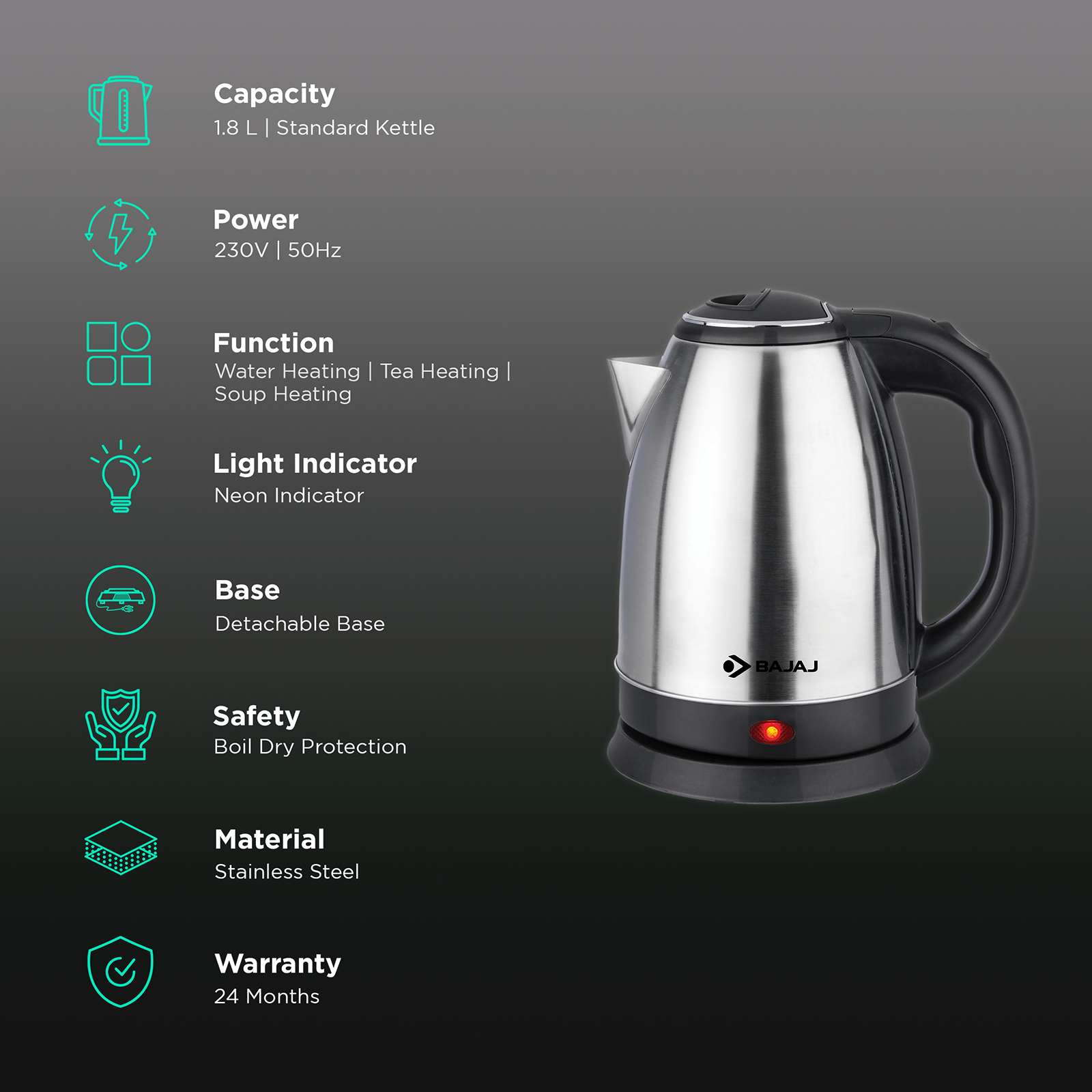 Buy zunvolt 1500 Watt 2 Litre Electric Kettle with Cordless Pouring  (Silver) Online – Croma