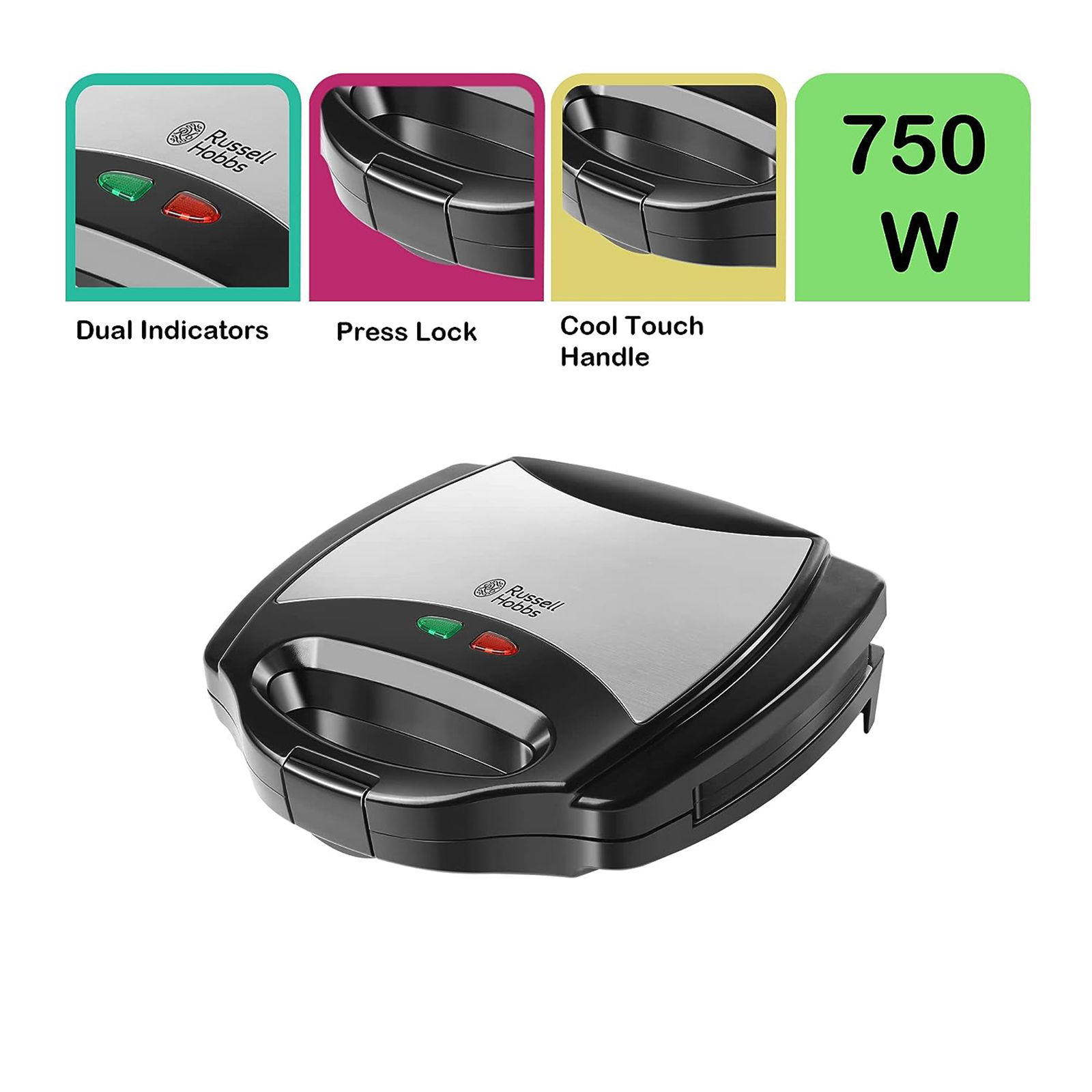 Buy Russell Hobbs RST750M2S 750W 2 Slice 2-in-1 Sandwich Maker with  Thermostat Control (Black) Online – Croma